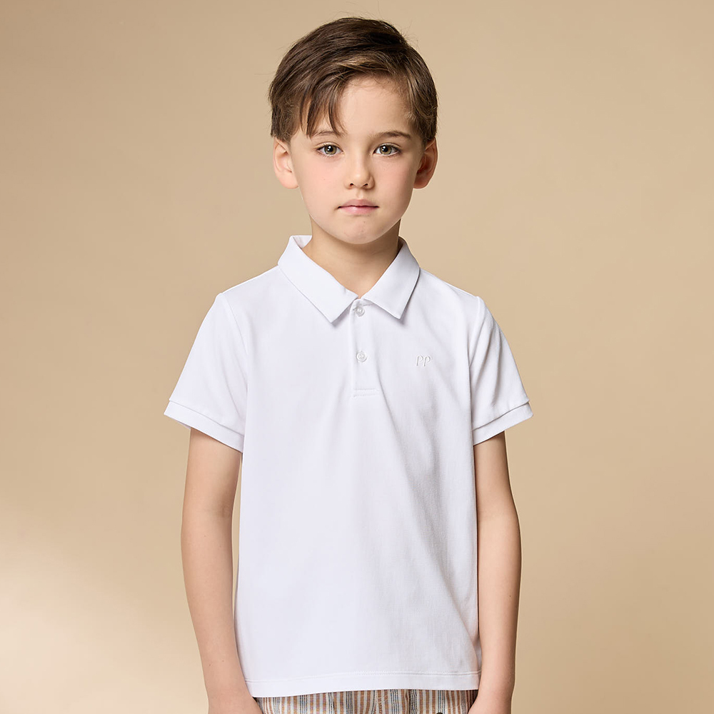 PIPPY 紳士翻領開釦POLO衫短袖上衣 白