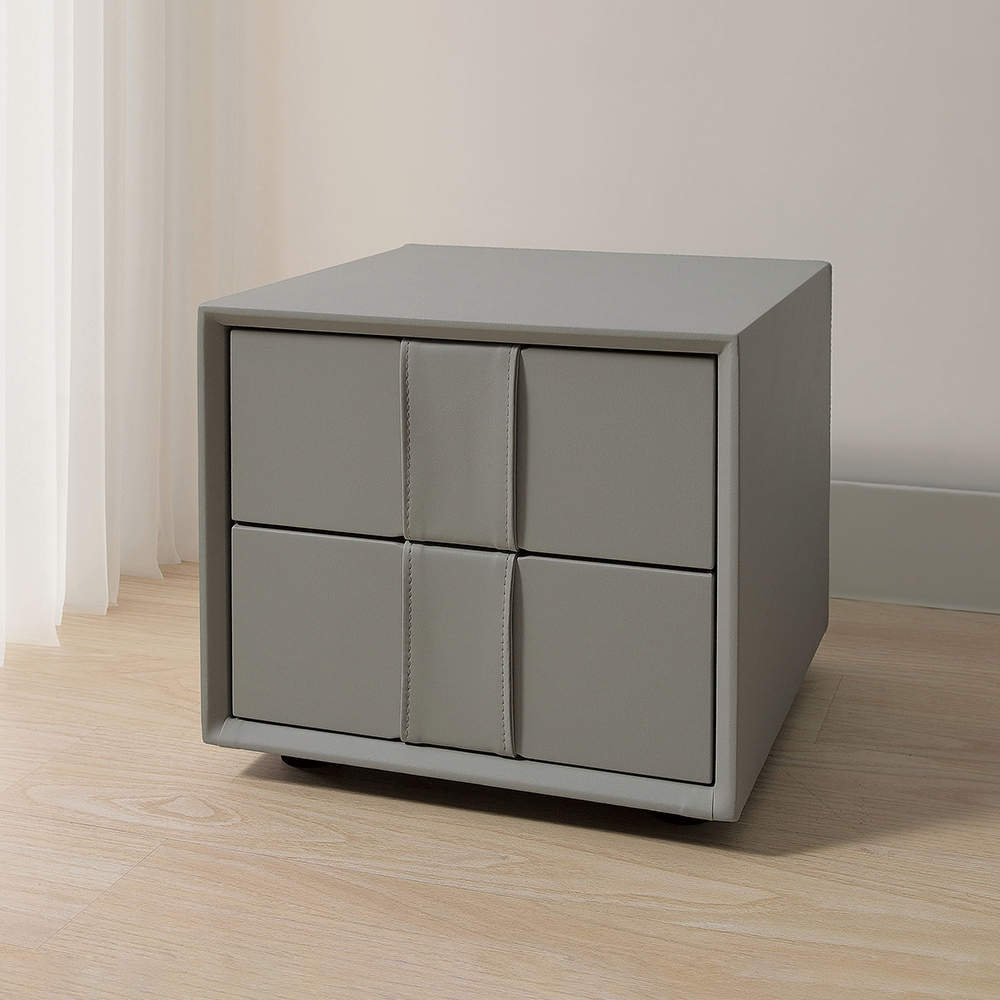 勞斯1.3尺皮革床頭櫃/灰色床頭櫃/二抽收納櫃/置物小邊櫃/小茶几