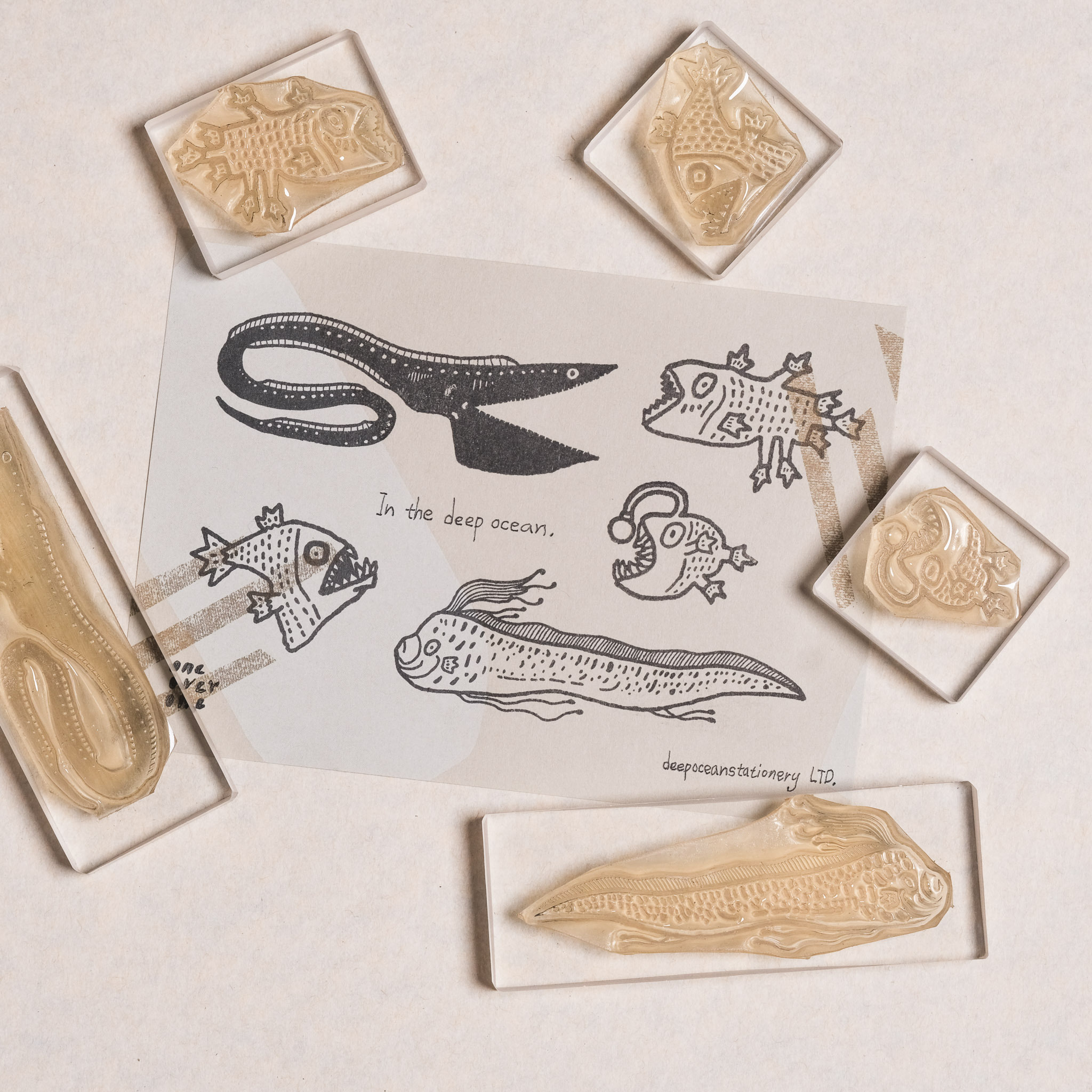 In the deep ocean 在深海中 系列 膠版印章| 一分之一工作室 臺灣