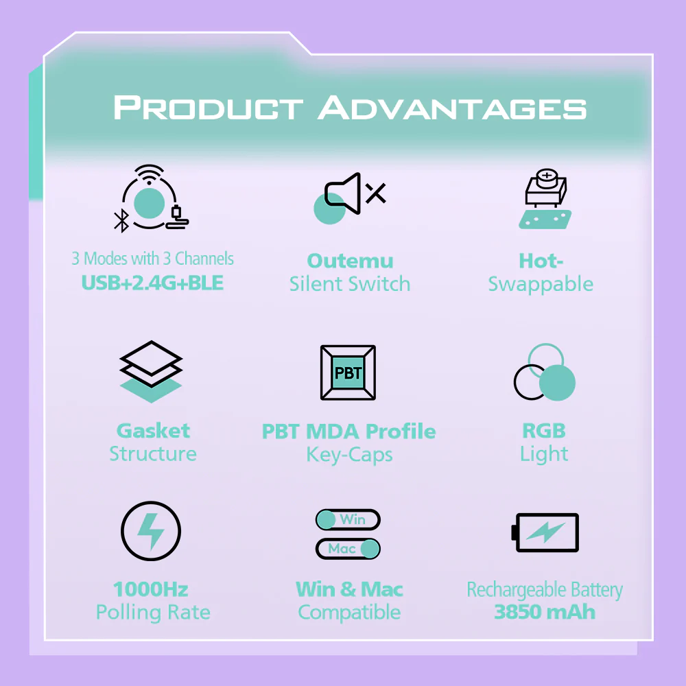 Micropack Rechargeable 2.4G 藍牙無線機械鍵盤 K-168WM