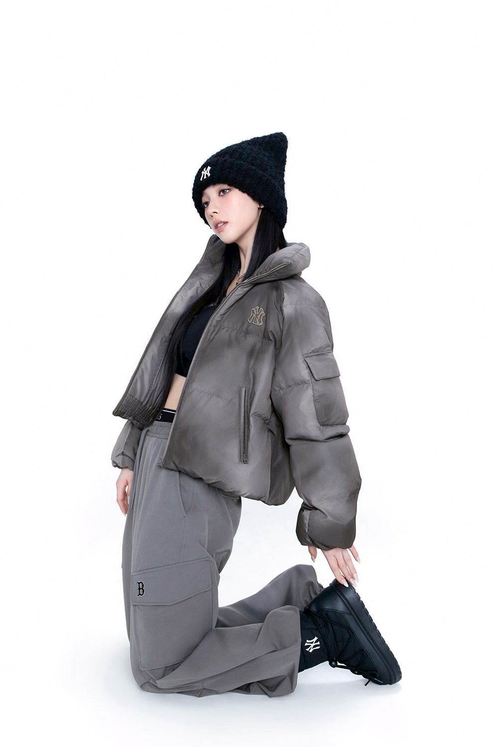 韓國 MLB 柳智敏KARINA同款|復古水洗羽絨外套/女版工裝褲 各三色