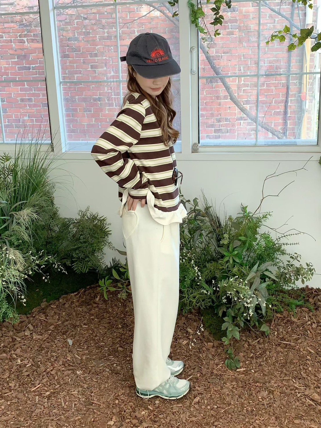 愛心口袋縮腳棉褲