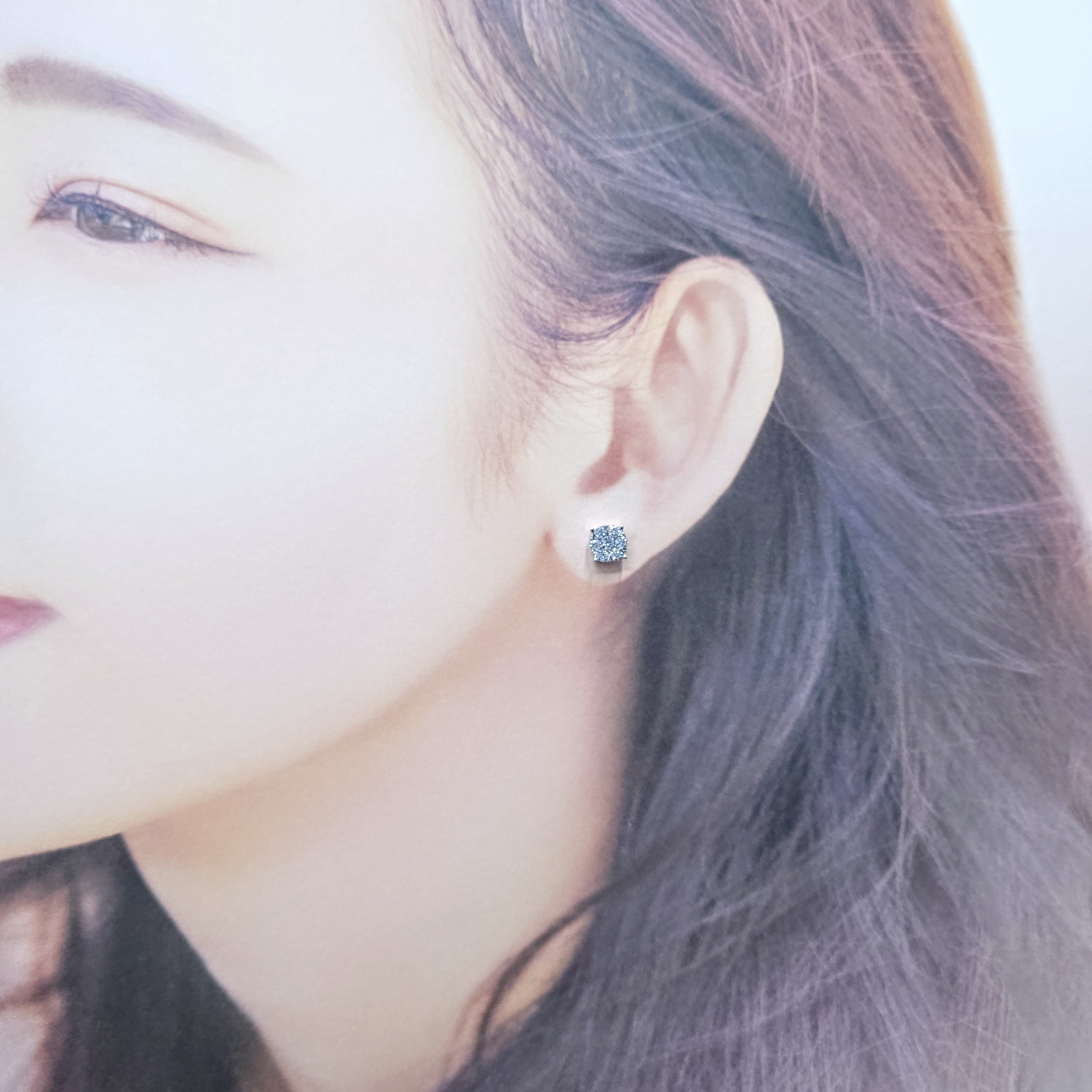 全新18K白金60份鑽石耳環