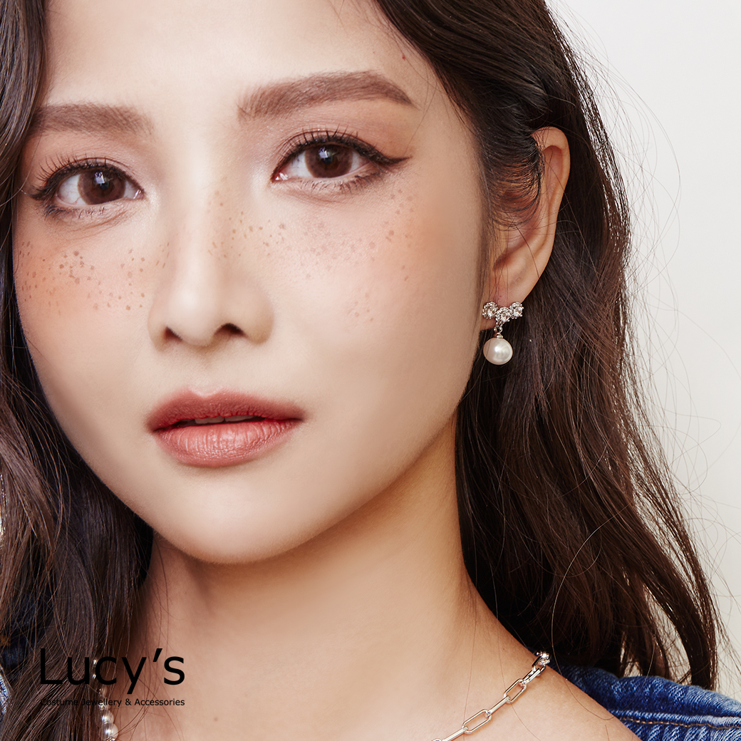 光點珍珠 耳環 (二色) (124489/124490)