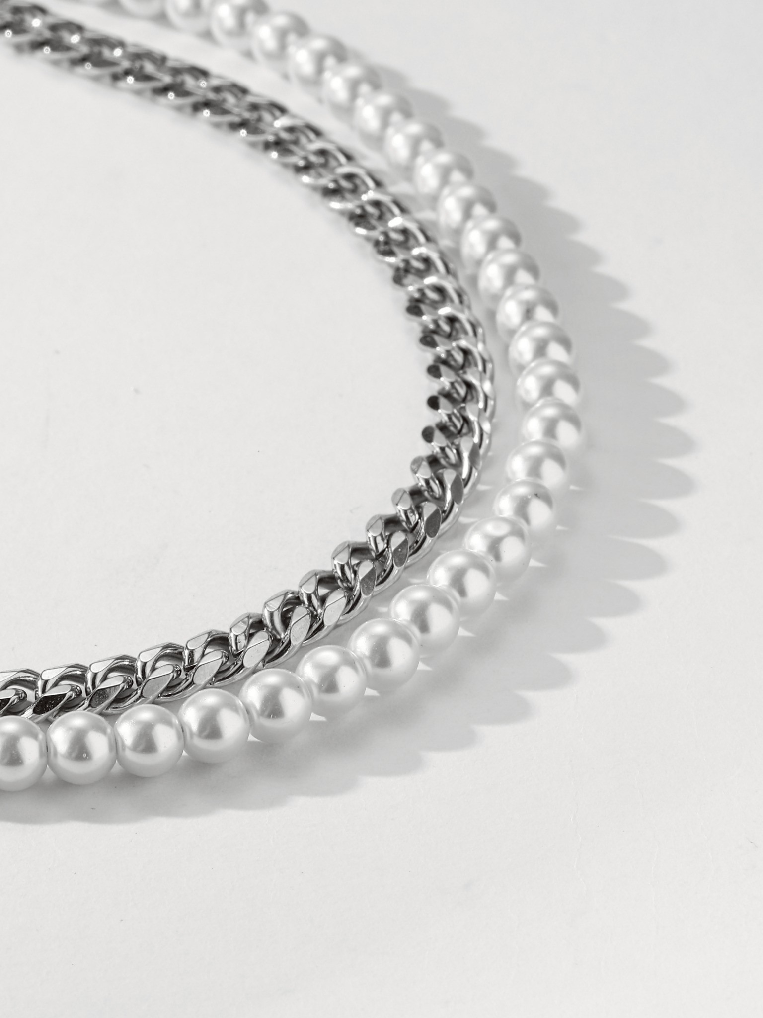 UCDF 雙層 疊戴 珍珠 古巴練 項鍊 UCA022