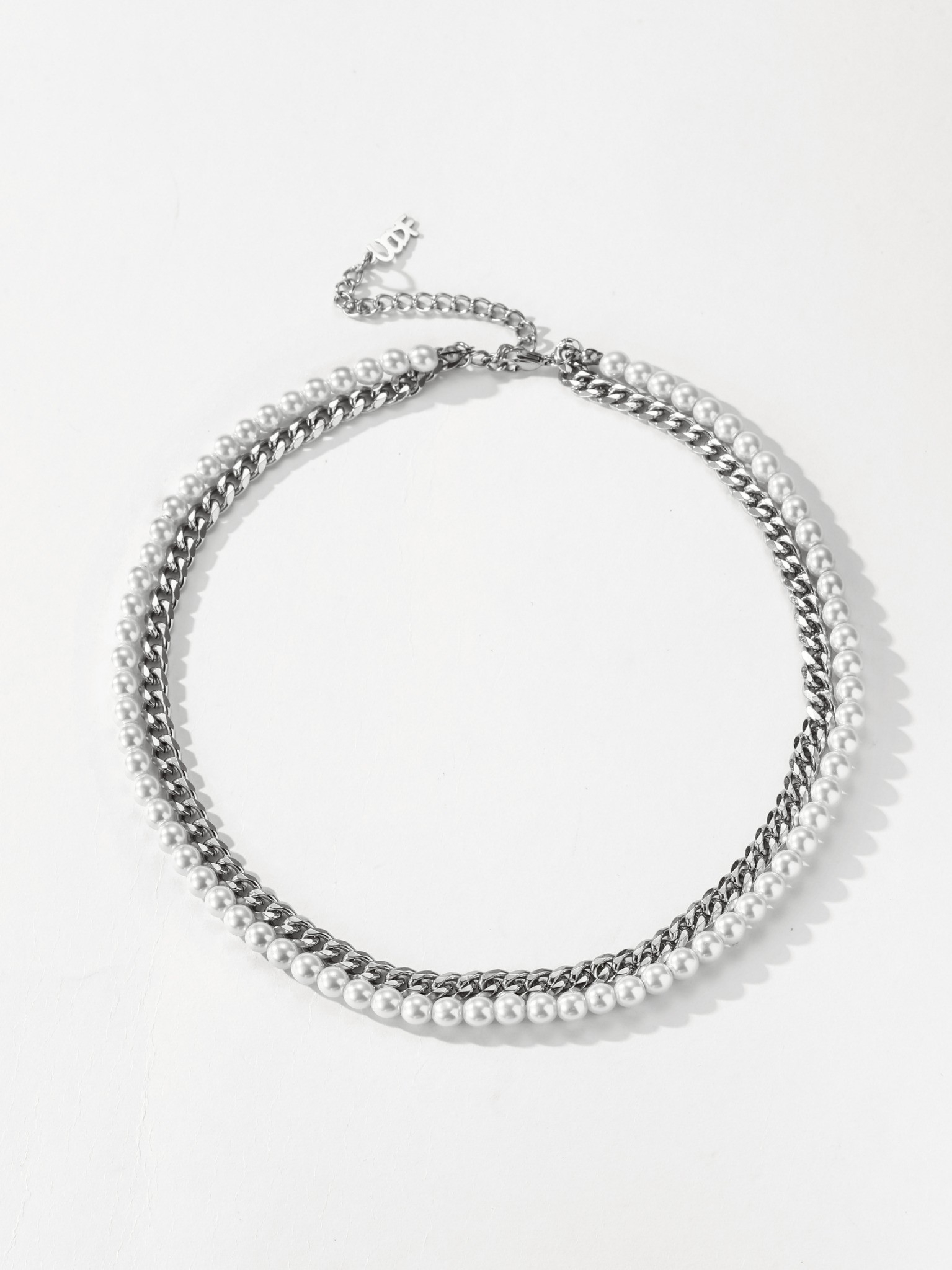 UCDF 雙層 疊戴 珍珠 古巴練 項鍊 UCA022