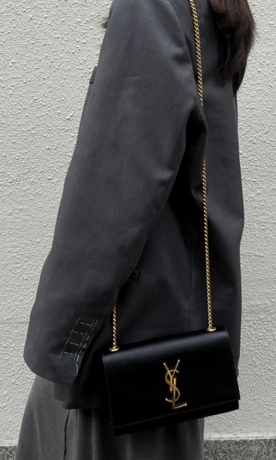 SAINT LAURENT YSL KATE 粒面 皮革 中型 手袋
