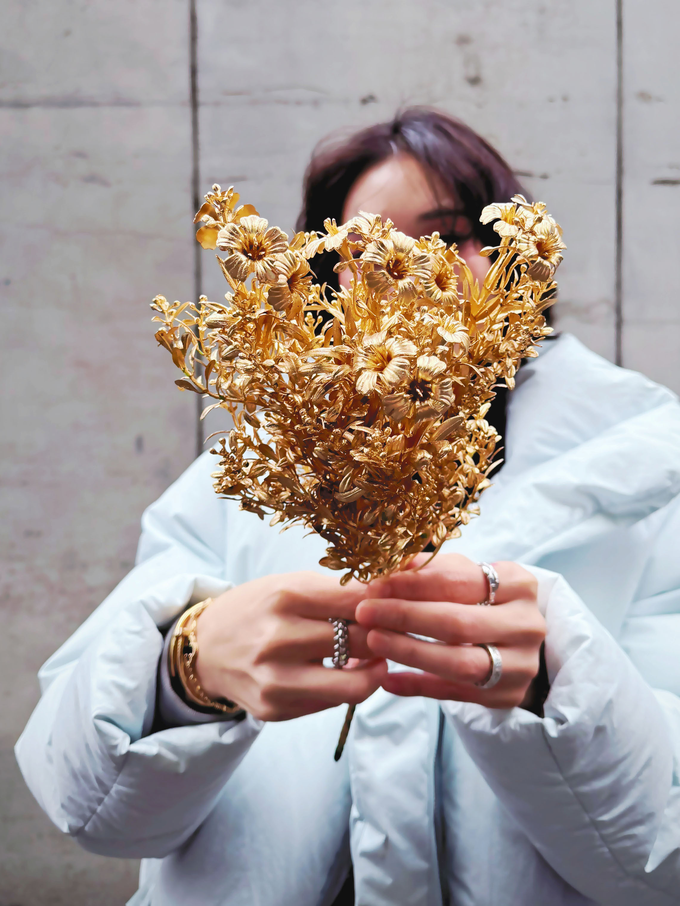 金色擬真月見草（帶花朵）