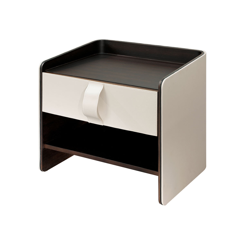 莫迪1.8尺皮革床頭櫃/黑白色床頭櫃/單抽收納櫃/置物小邊櫃/小茶几