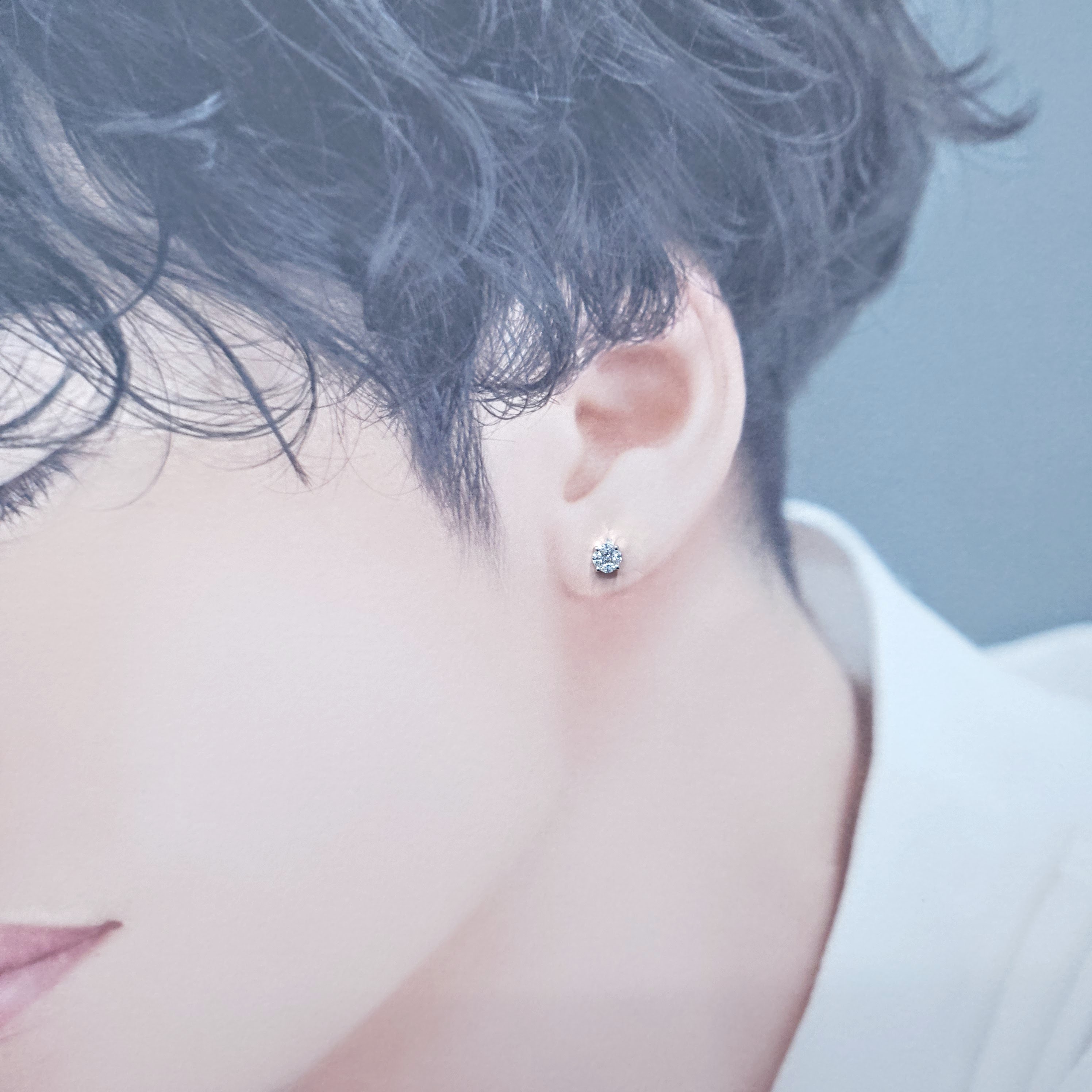 全新18K白金23份鑽石單耳環