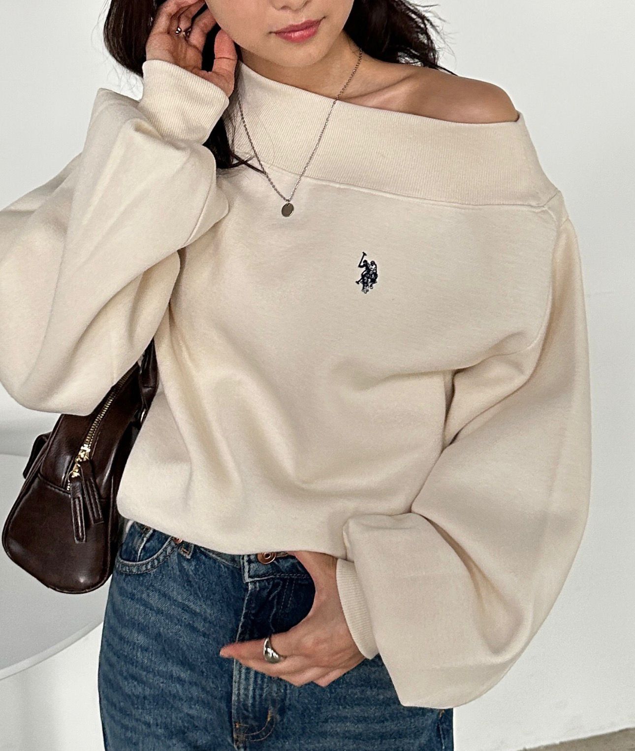 【預購】JN012309 U.S. POLO ASSN. 聯名款斜肩衛衣