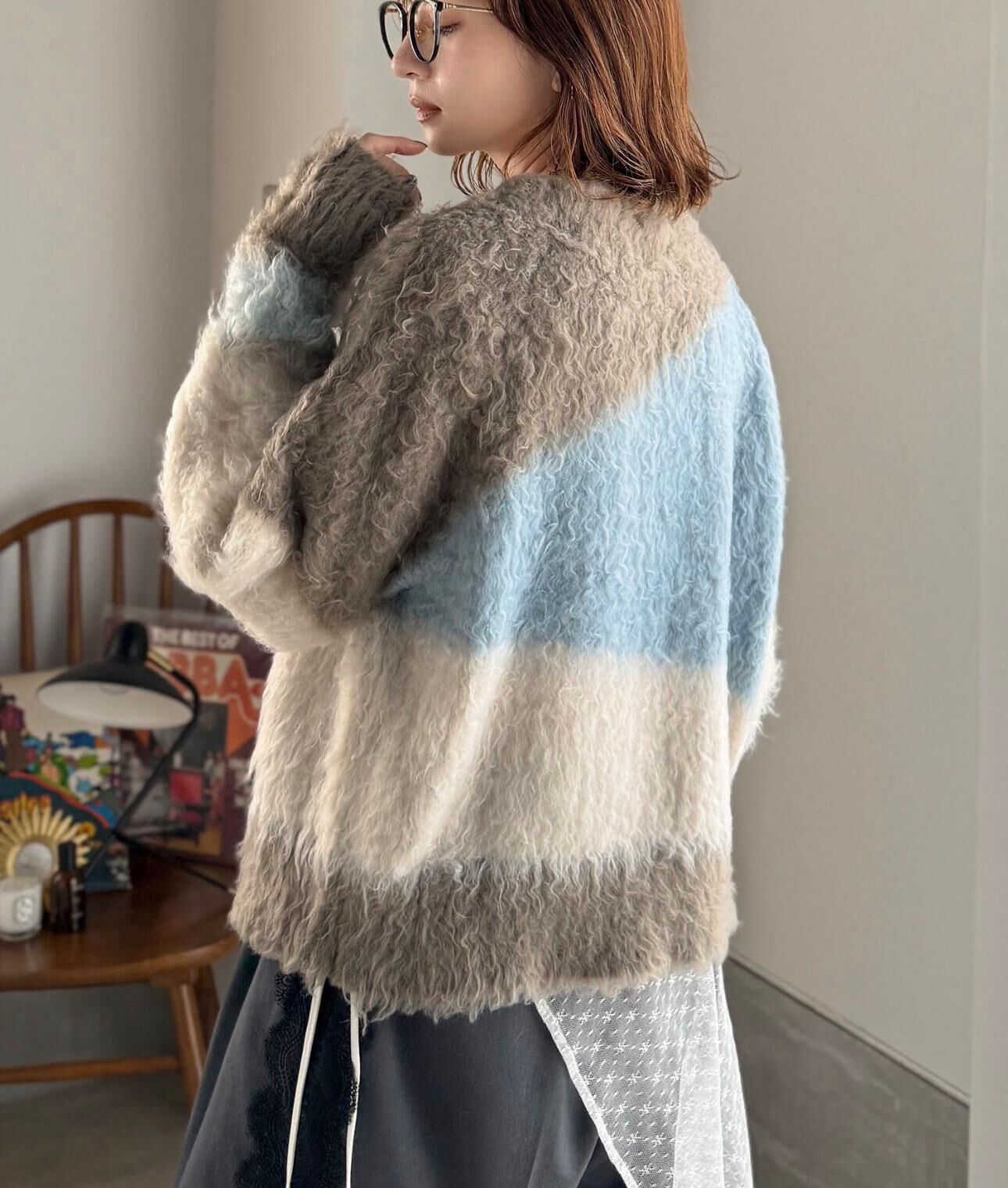 【預購】JN012310 Classical Elf 雲朵般軟綿綿 波浪配色針織毛衣