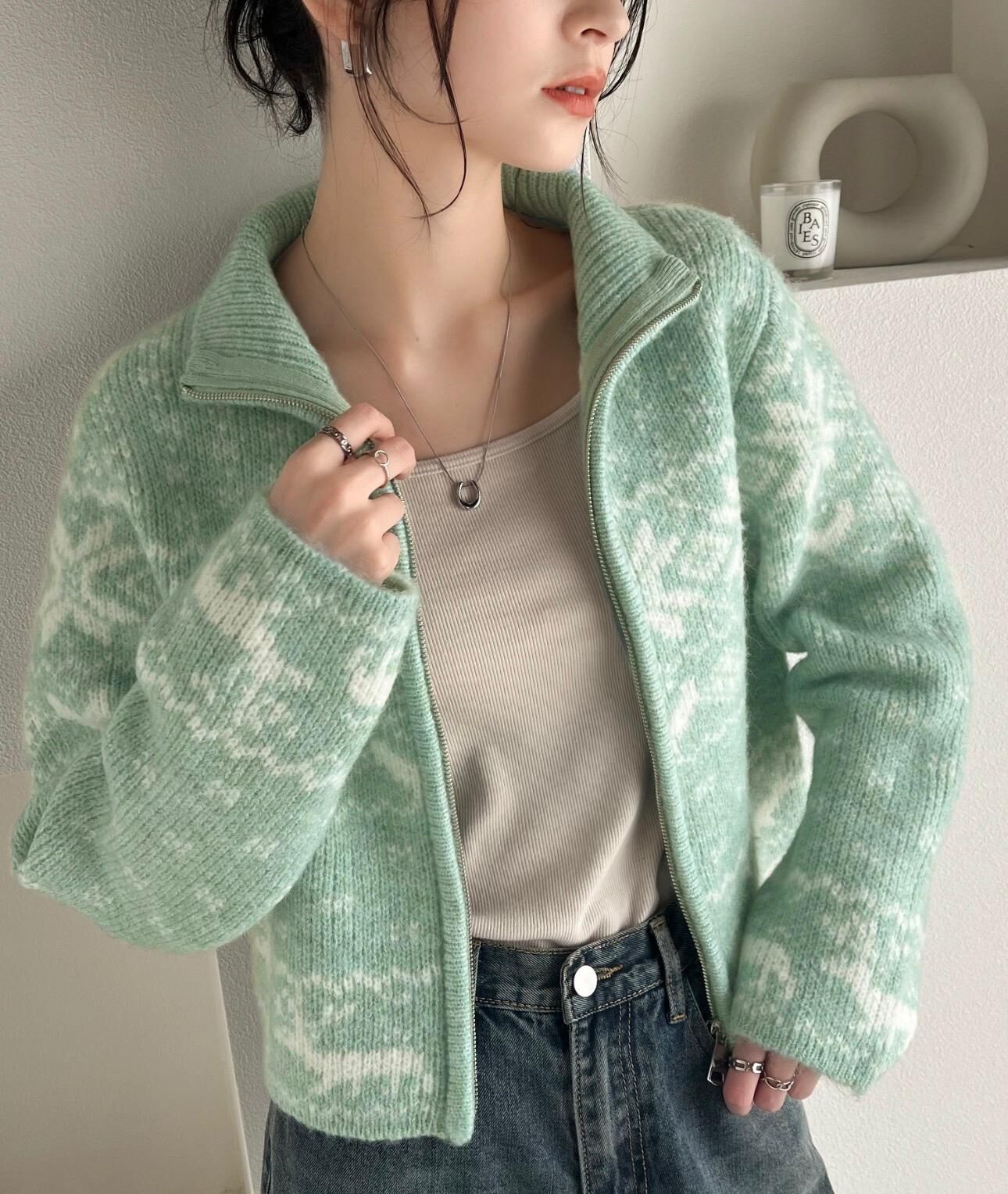 【預購】JN012311 mily bilet 北歐風雙拉鍊針織外套