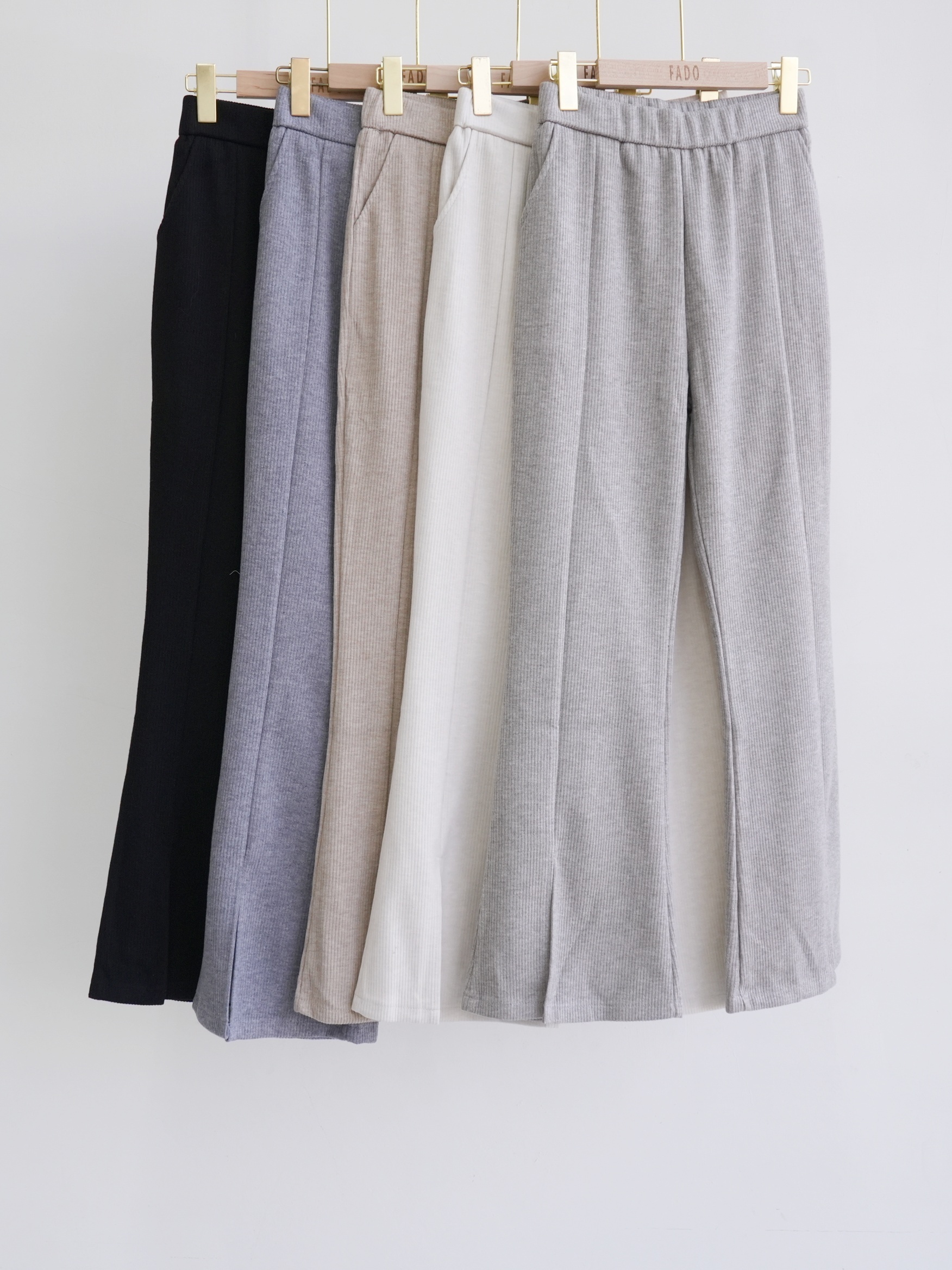 法朵Fado shop｜前開岔兔絨鬆緊喇叭褲 263A003 五色