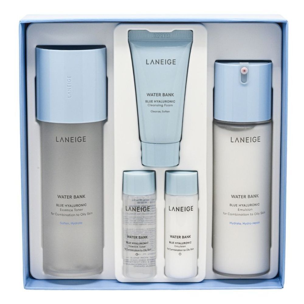 Laneige 新版 水庫補濕微質酸細膚清爽水乳套裝（水160ml+25ml/乳液120ml+25ml/潔面 30ml）[平行進口]