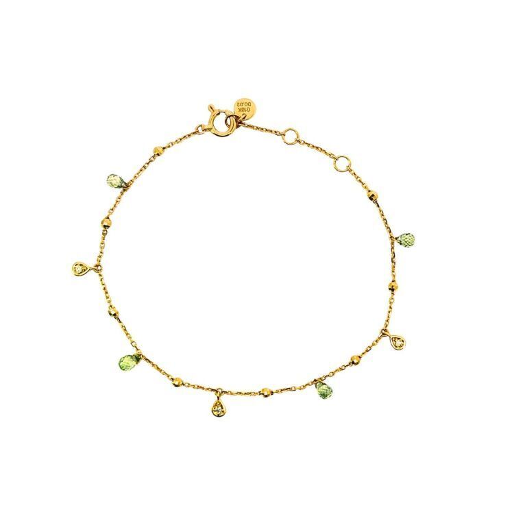 18K金菠蘿切綠色藍寶石滿天星泡泡鑽石手鏈