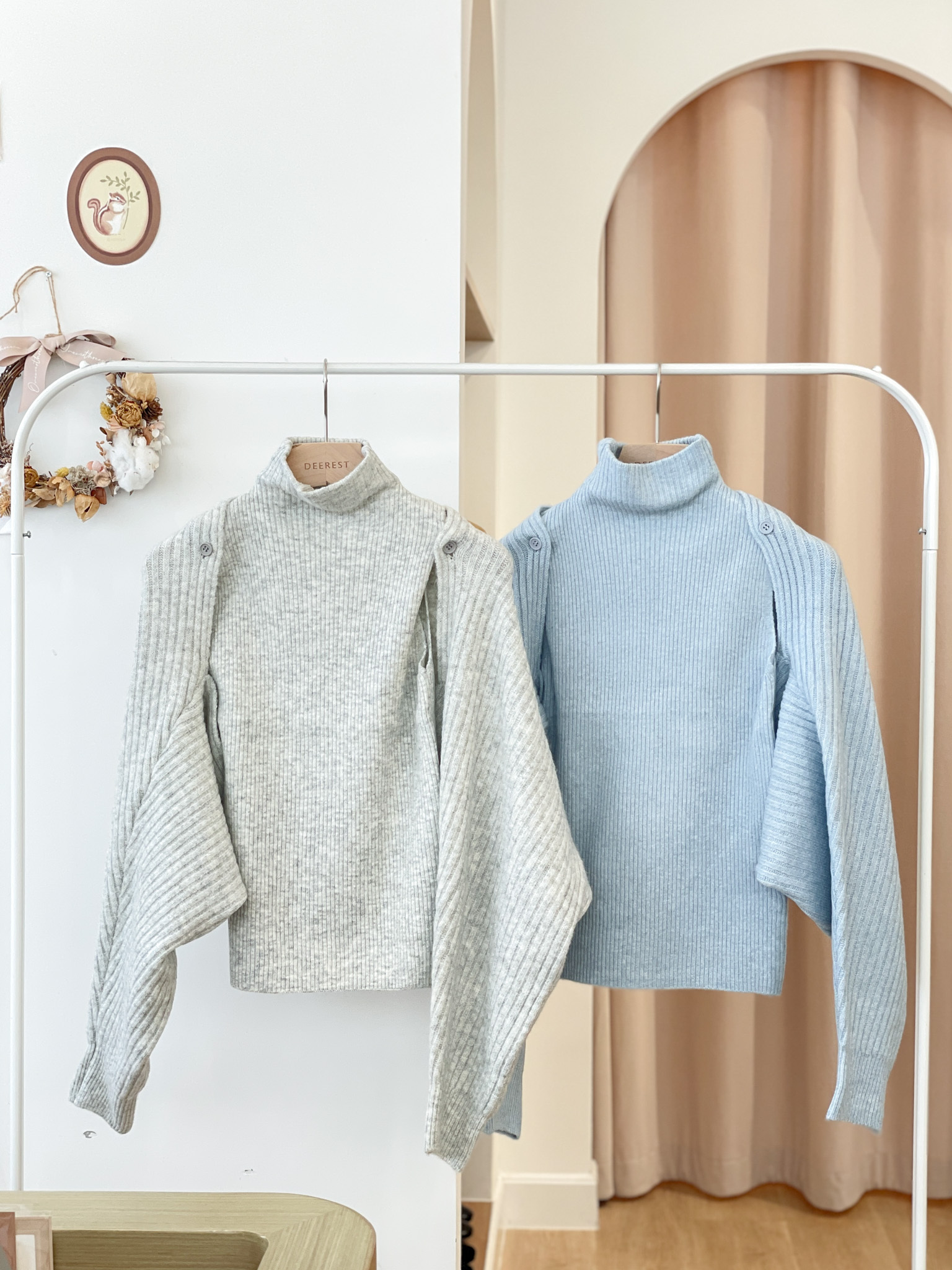 T1467 Ocean Button Knit Top Set