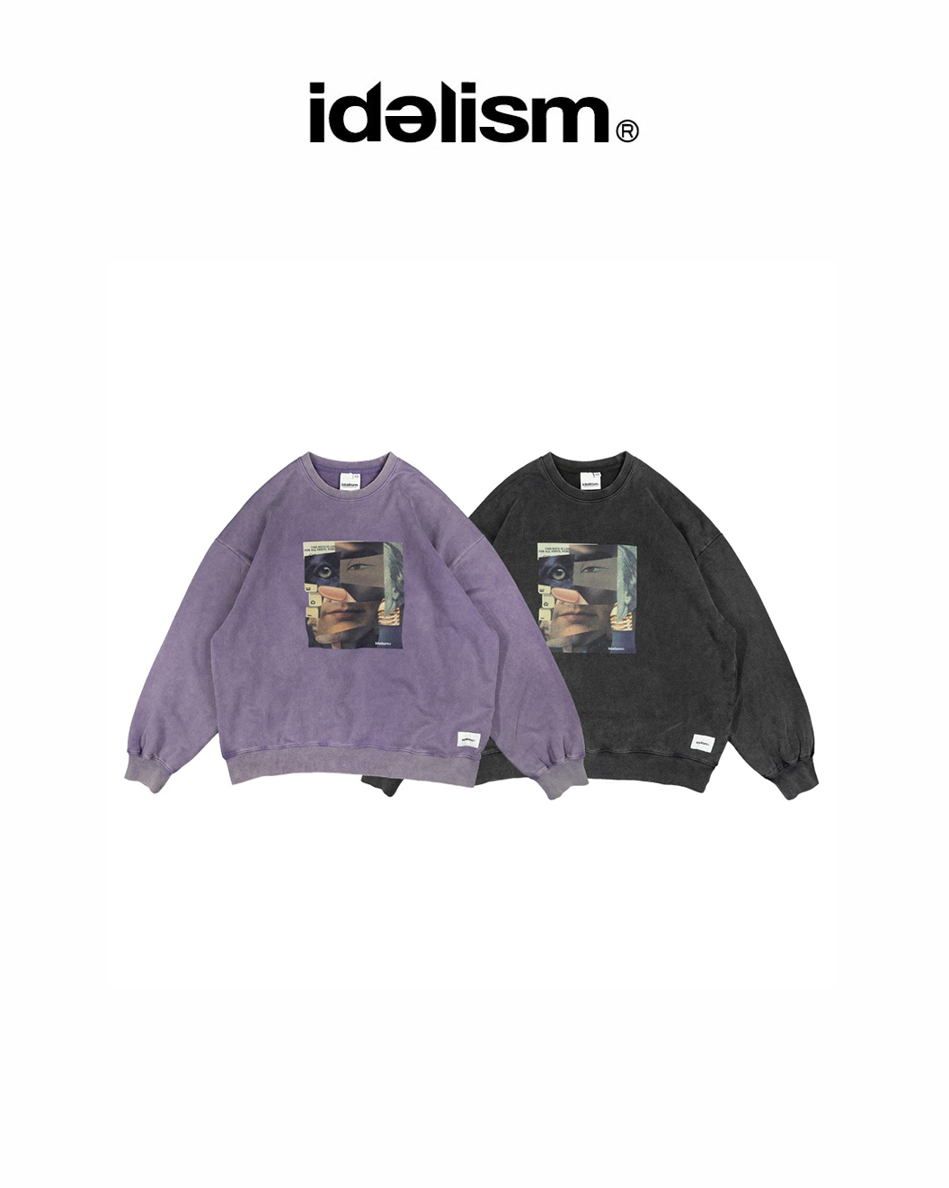 idealism 拼貼圖 大學T 紫/黑 25 A/W Collage Sweatshirt Purple