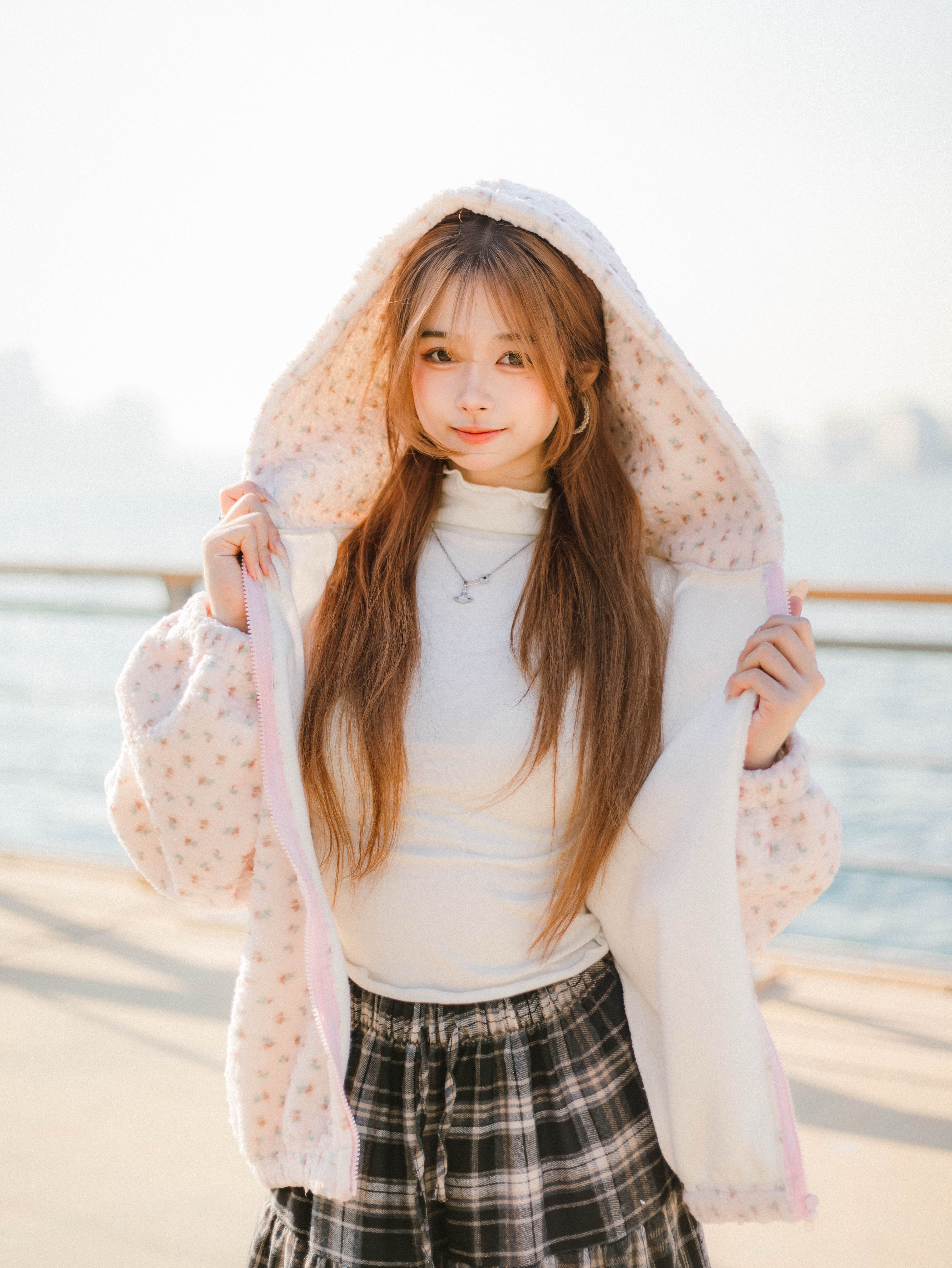 可愛鄰家感碎花羊羔毛外套