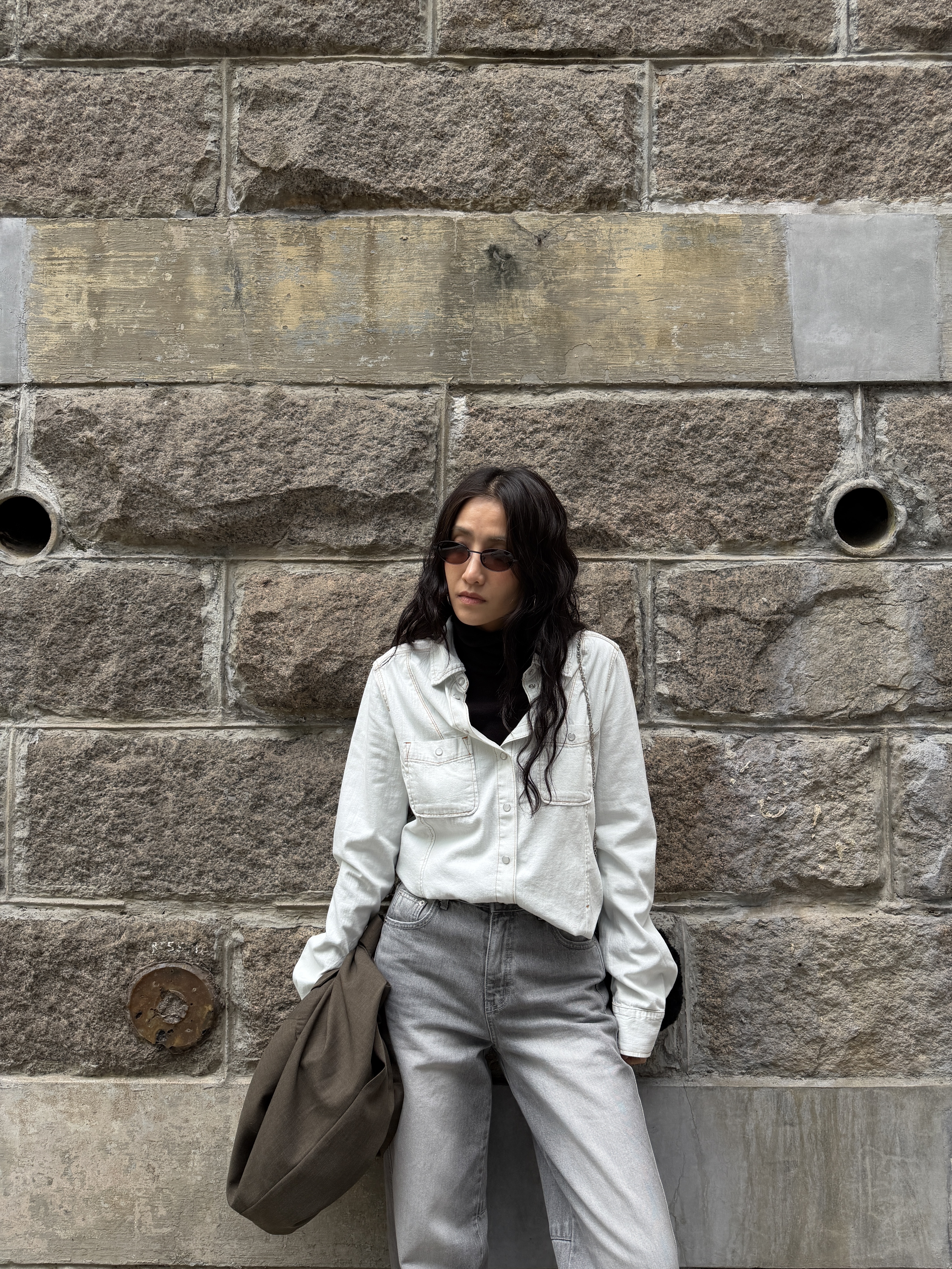 Ice blue denim shirt