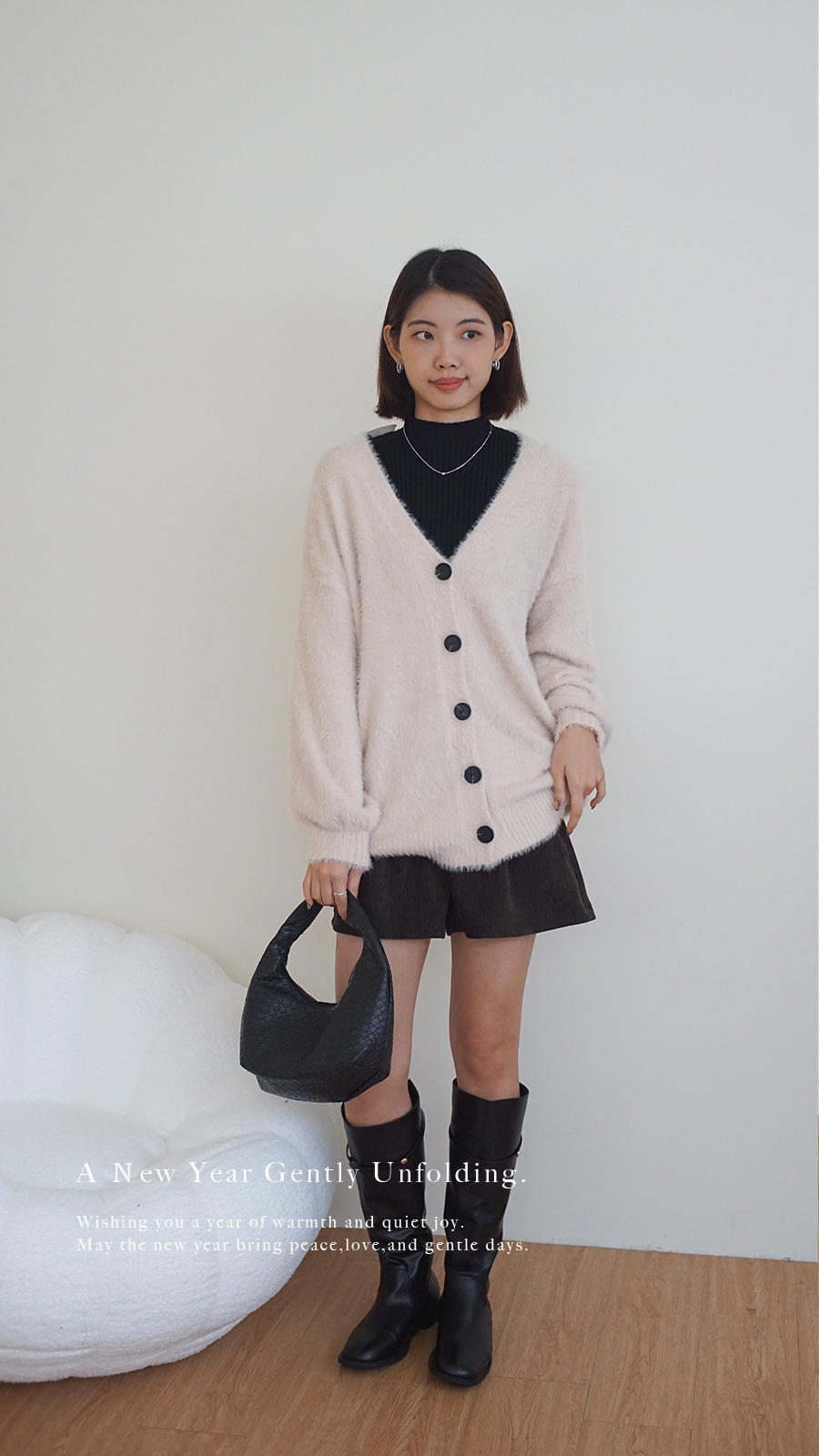 馬海毛排釦外套