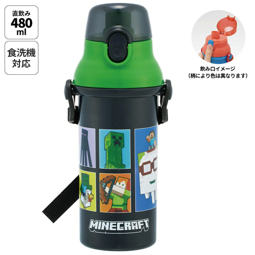 日本製 2026 新版 Skater 直飲水壺 (附肩帶) - Minecraft