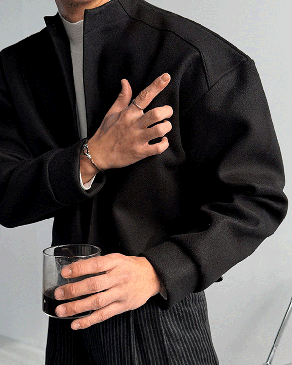 極簡插肩短版開襟衫外套