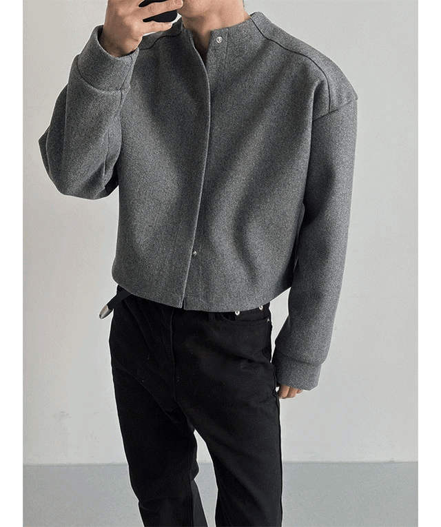 極簡插肩短版開襟衫外套