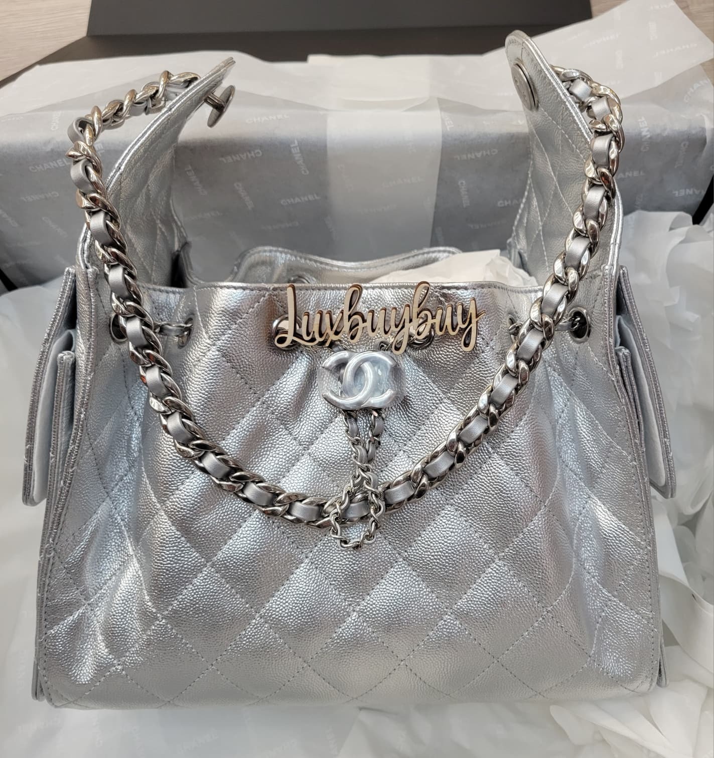 CHANEL AS5293 25 HOBO SMALL SILVER/SILVER  小號銀色銀扣