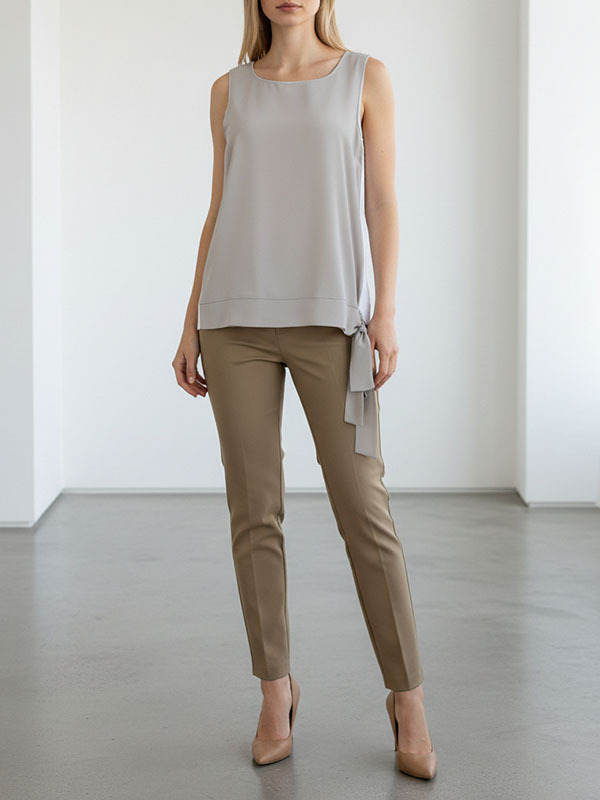 Le Tricot Perugia 雙色側綁帶背心(淺灰)