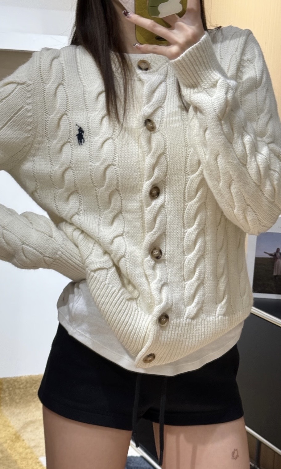 【4色入】Polo Ralph Lauren修身版型絞花編結針織開襟毛衣 女款