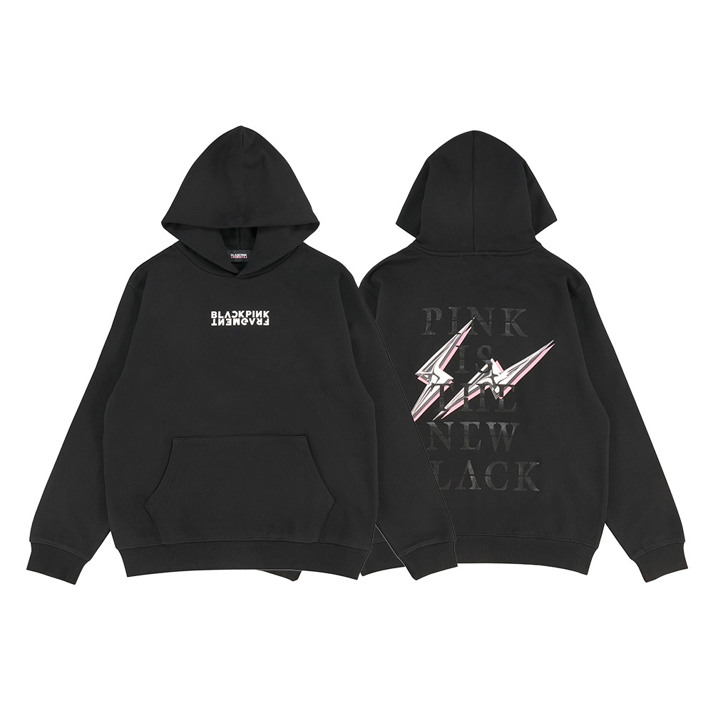 Blackpink x Fragment 藤原浩 胸前字樣 黑 帽T 連帽上衣 ANBP-06