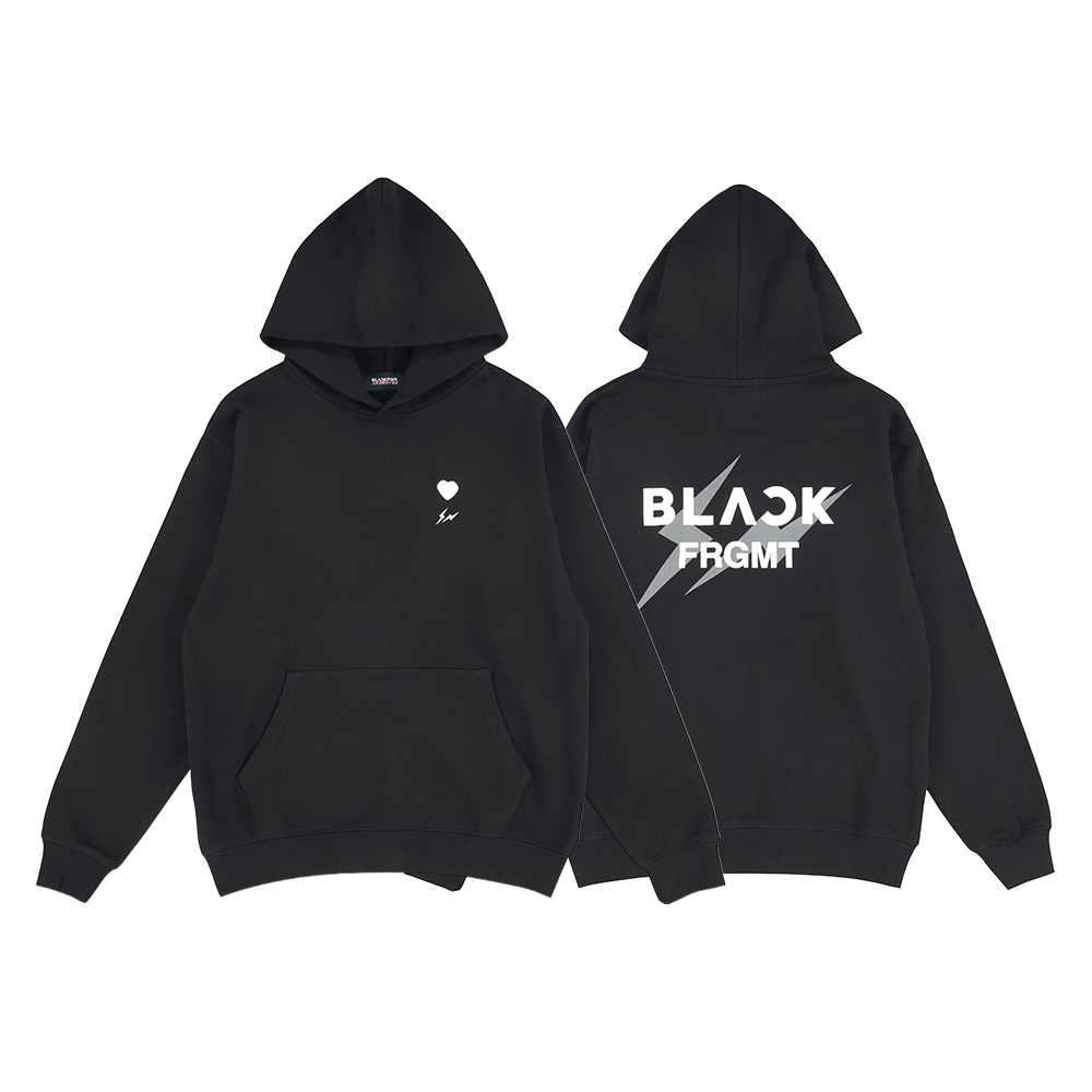 Blackpink x Fragment 藤原浩 小愛心閃電Logo 黑 帽T 連帽上衣 ANBP-06