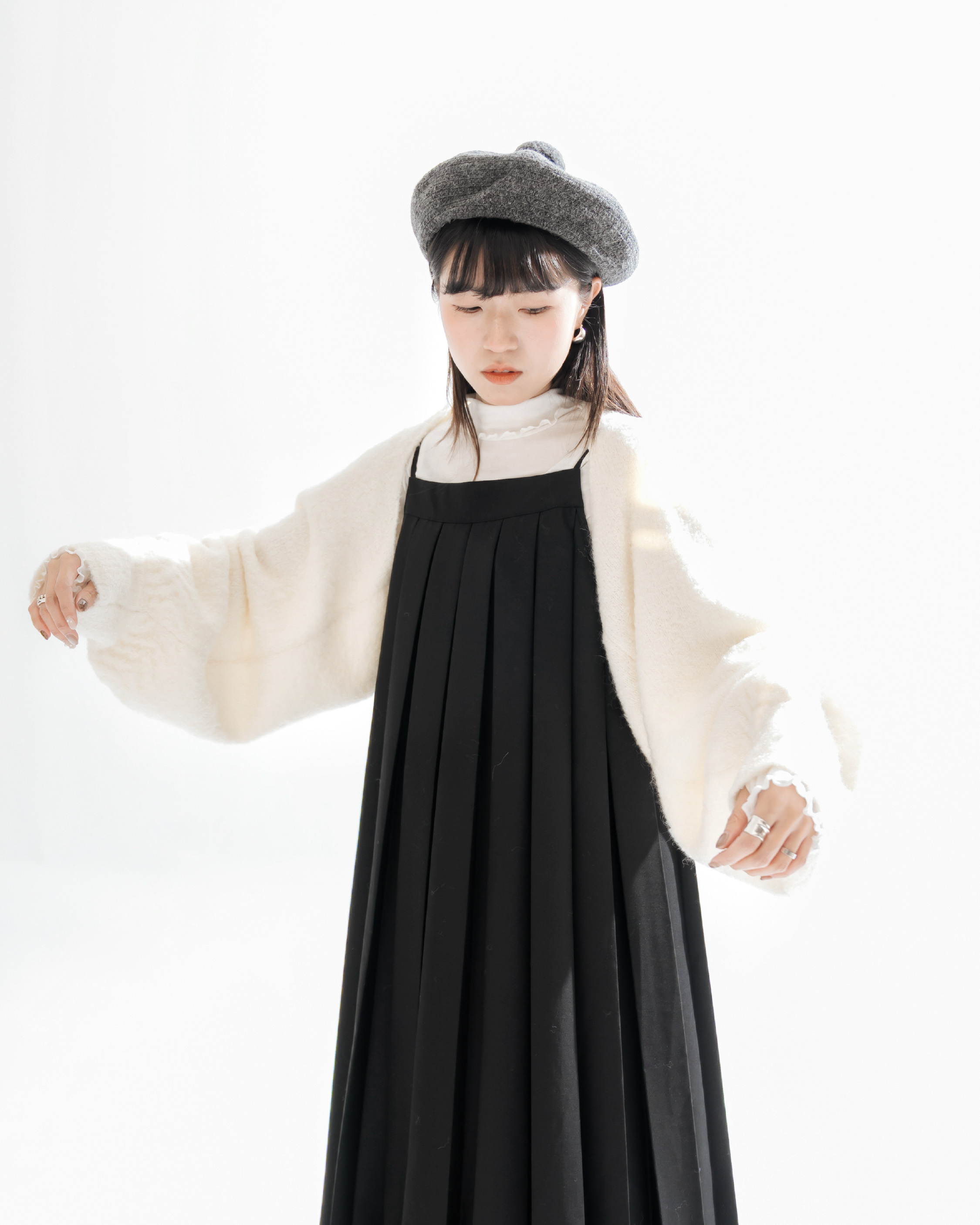 【 Kiki.co Made 】Wool Blend Shawl Scarf - Cream