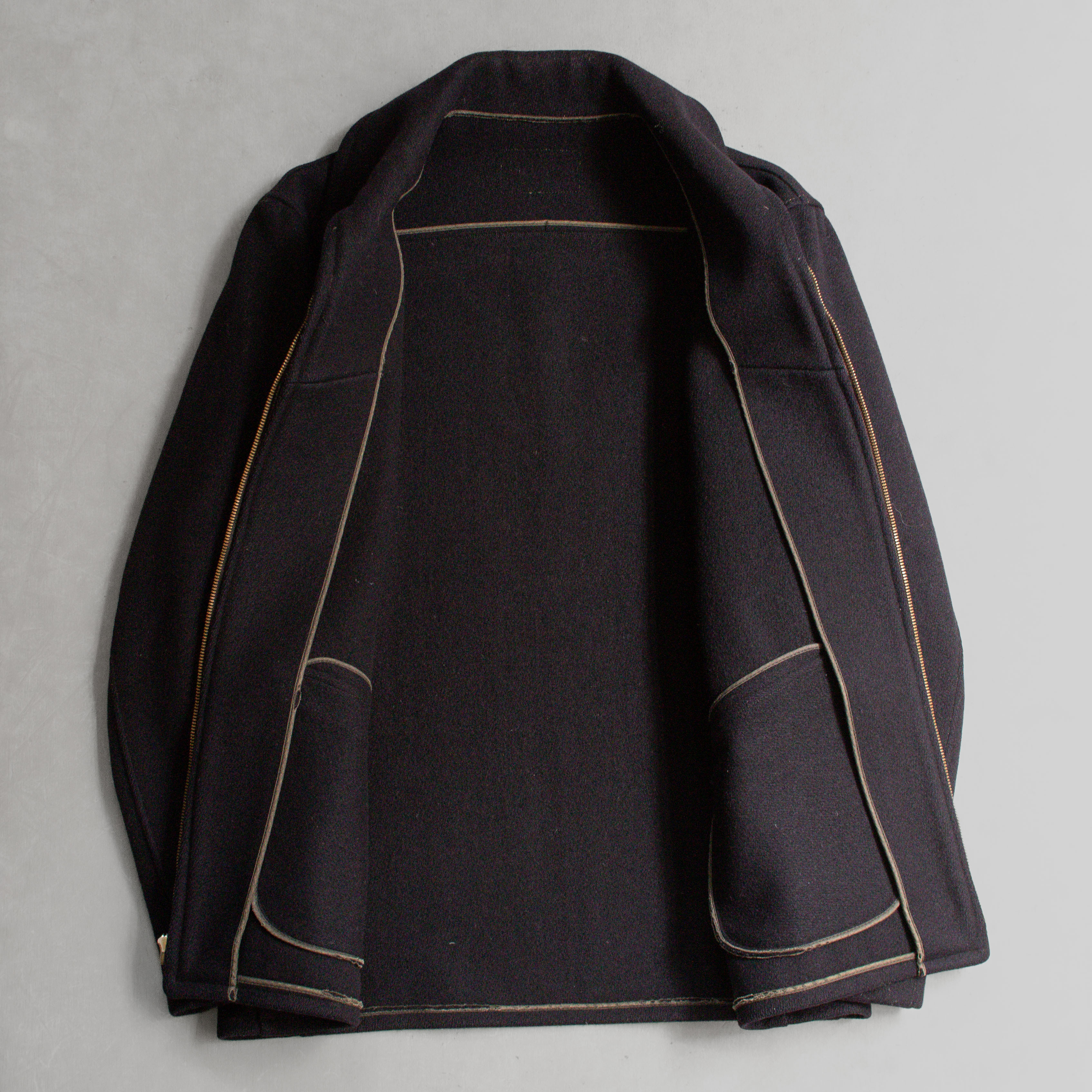 50S VINTAGE WOOL SPORTS JACKET 美國 藍黑 羊毛 開領 夾克 外套