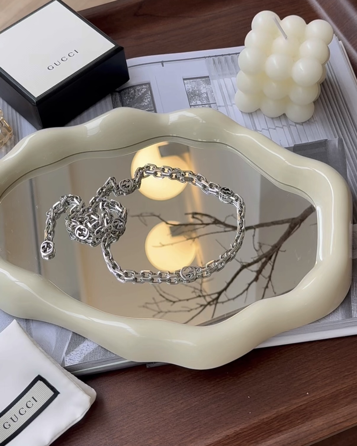 GUCCI｜GG 互扣復古做舊項鍊 霧面