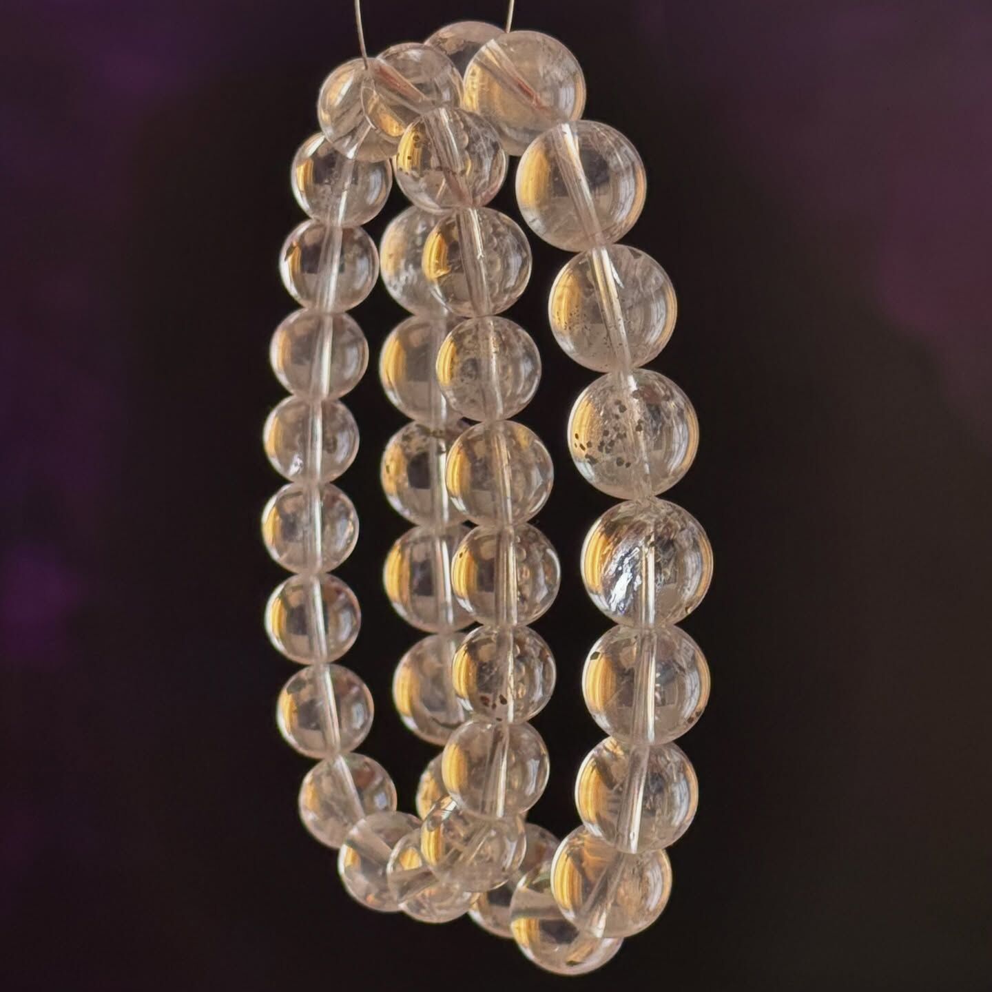 [原石] 白水晶內含黃銅礦 水晶手串