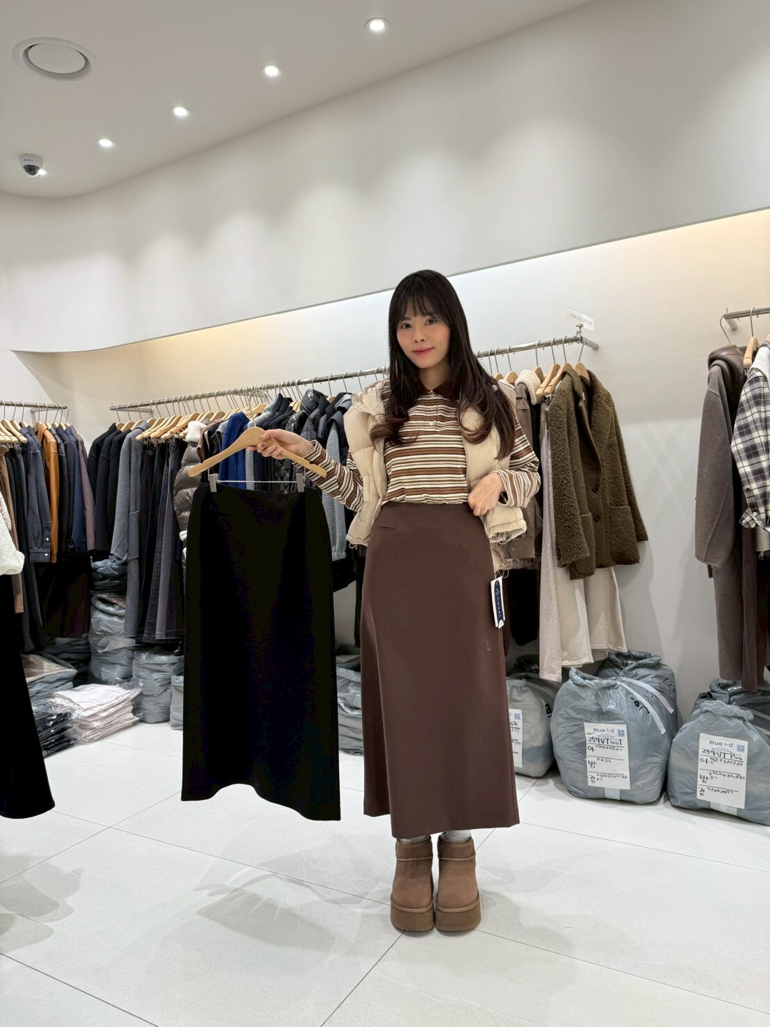 BI5445 側口袋50%羊毛長裙 *特價* (優惠碼同充值購物金不適用)