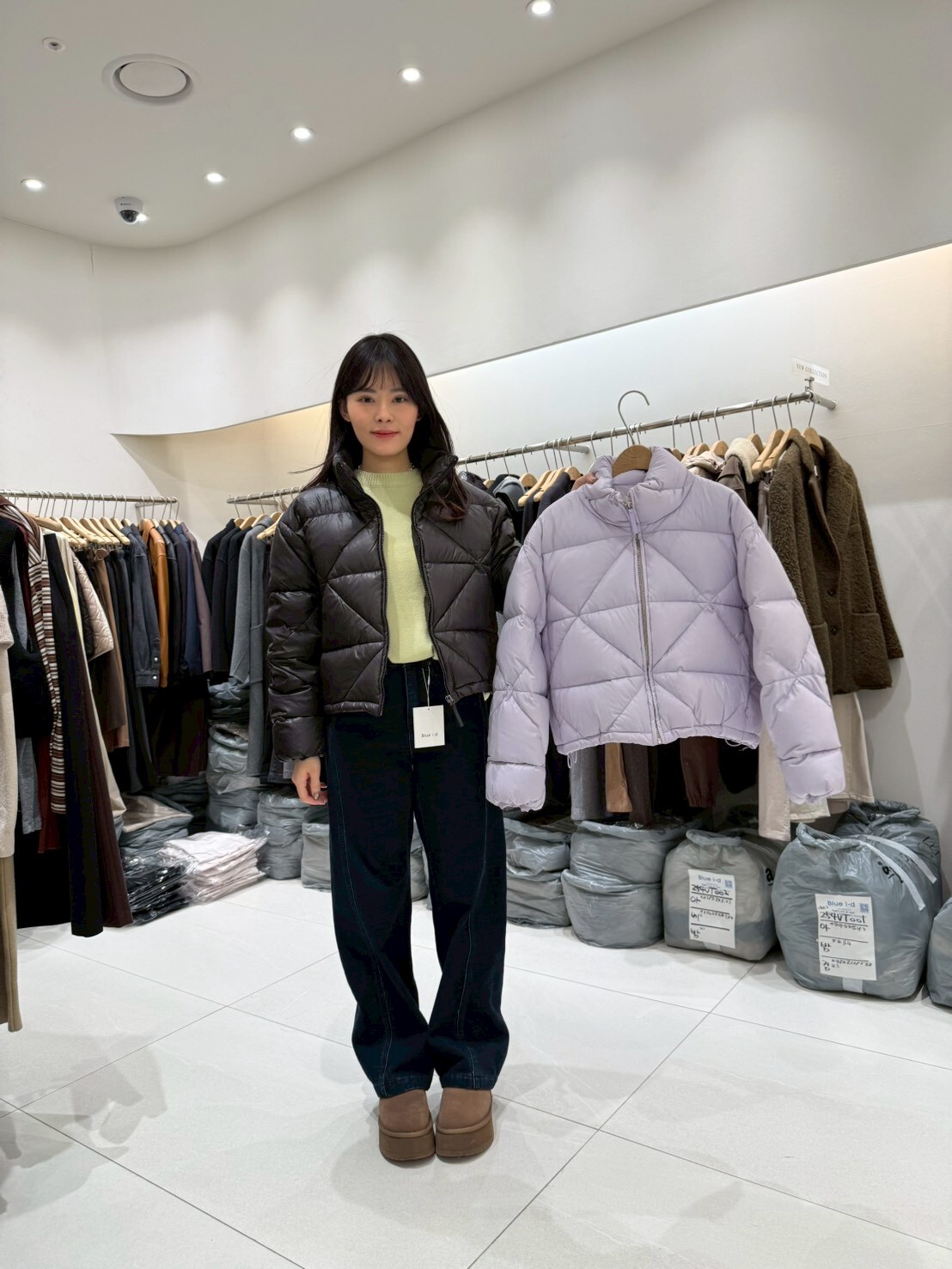 BI5435 菱格紋鴨絨企領羽絨外套 *特價* (優惠碼同充值購物金不適用)