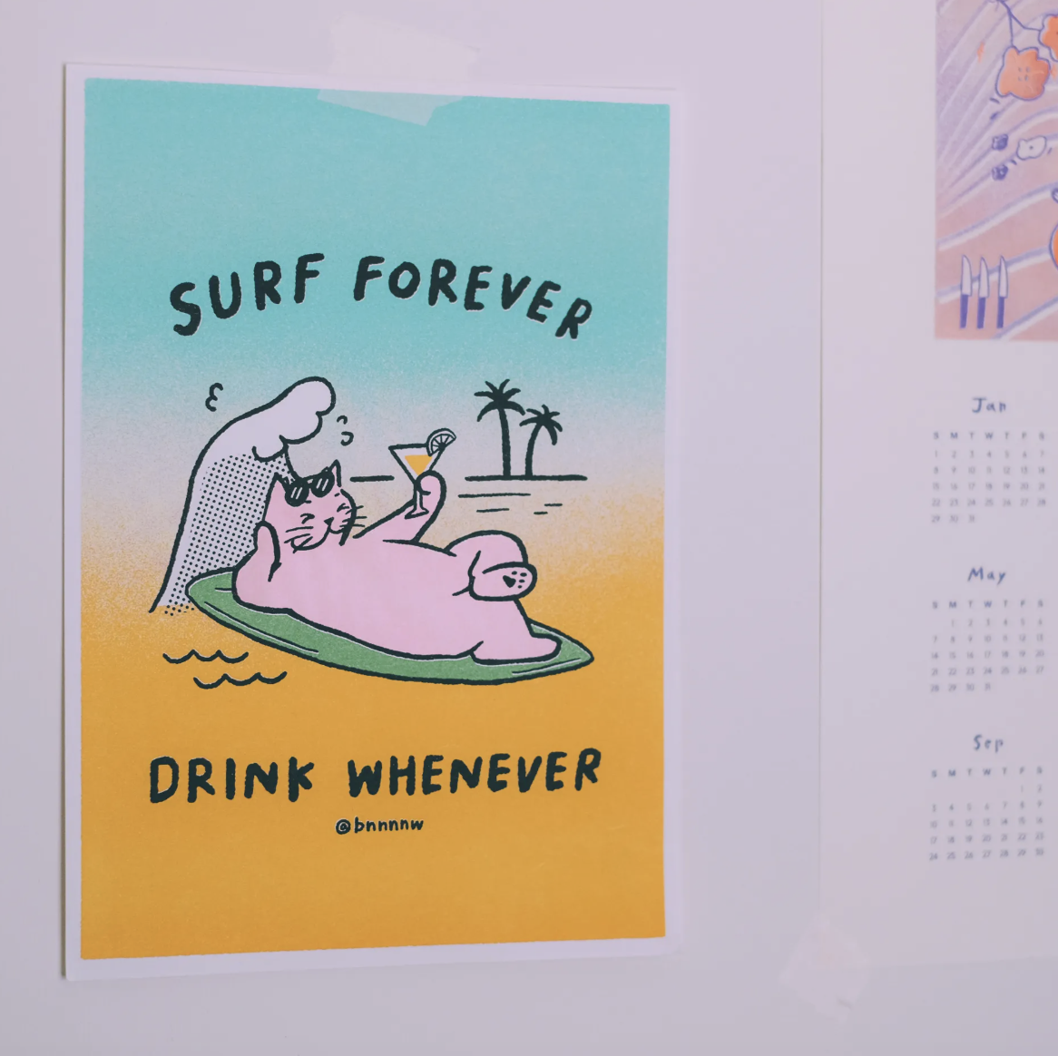 黑白小姐｜海邊秋秋 A4 海報