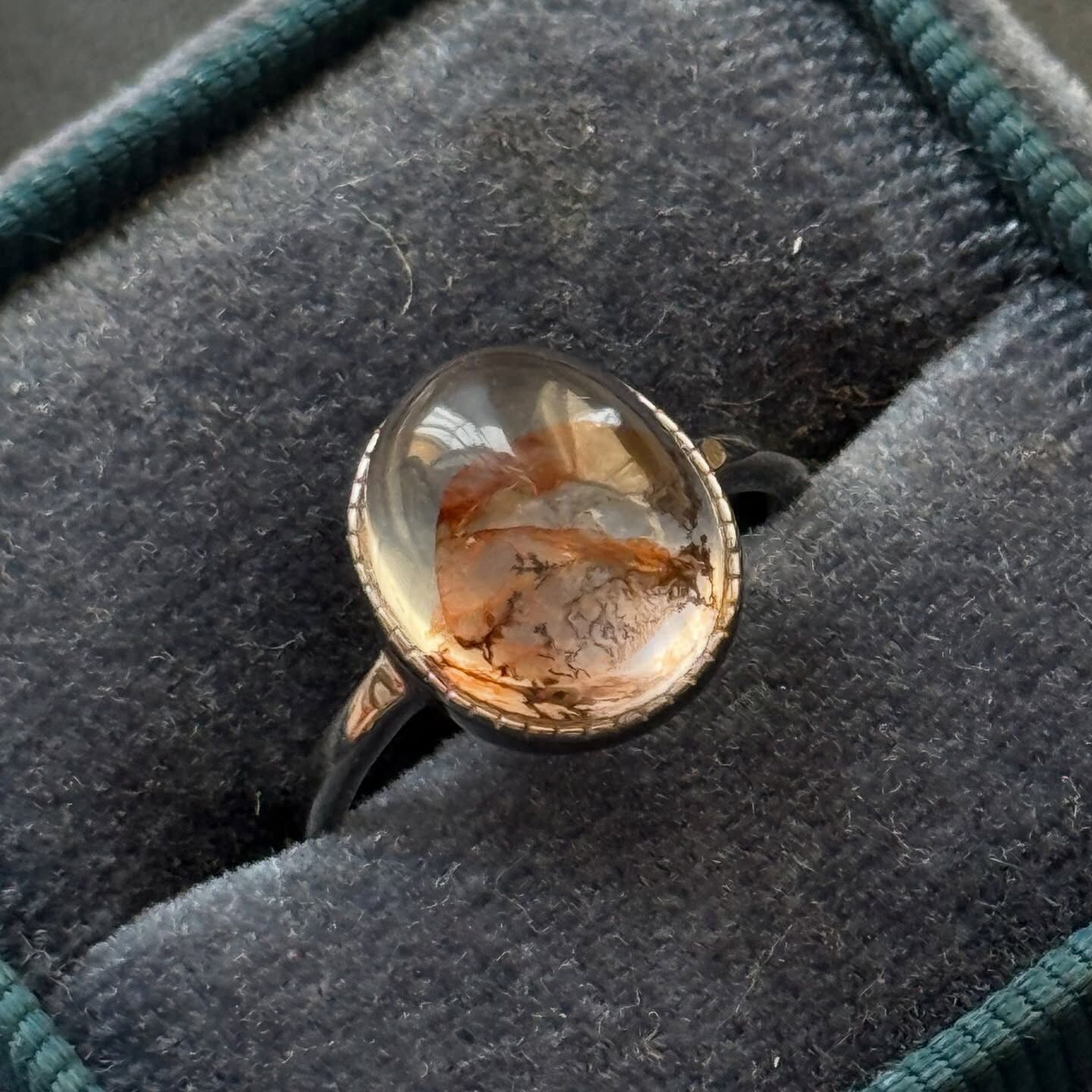 [原石] 紅膠花 小樹瑪瑙 山水畫 925銀戒指 水晶戒指