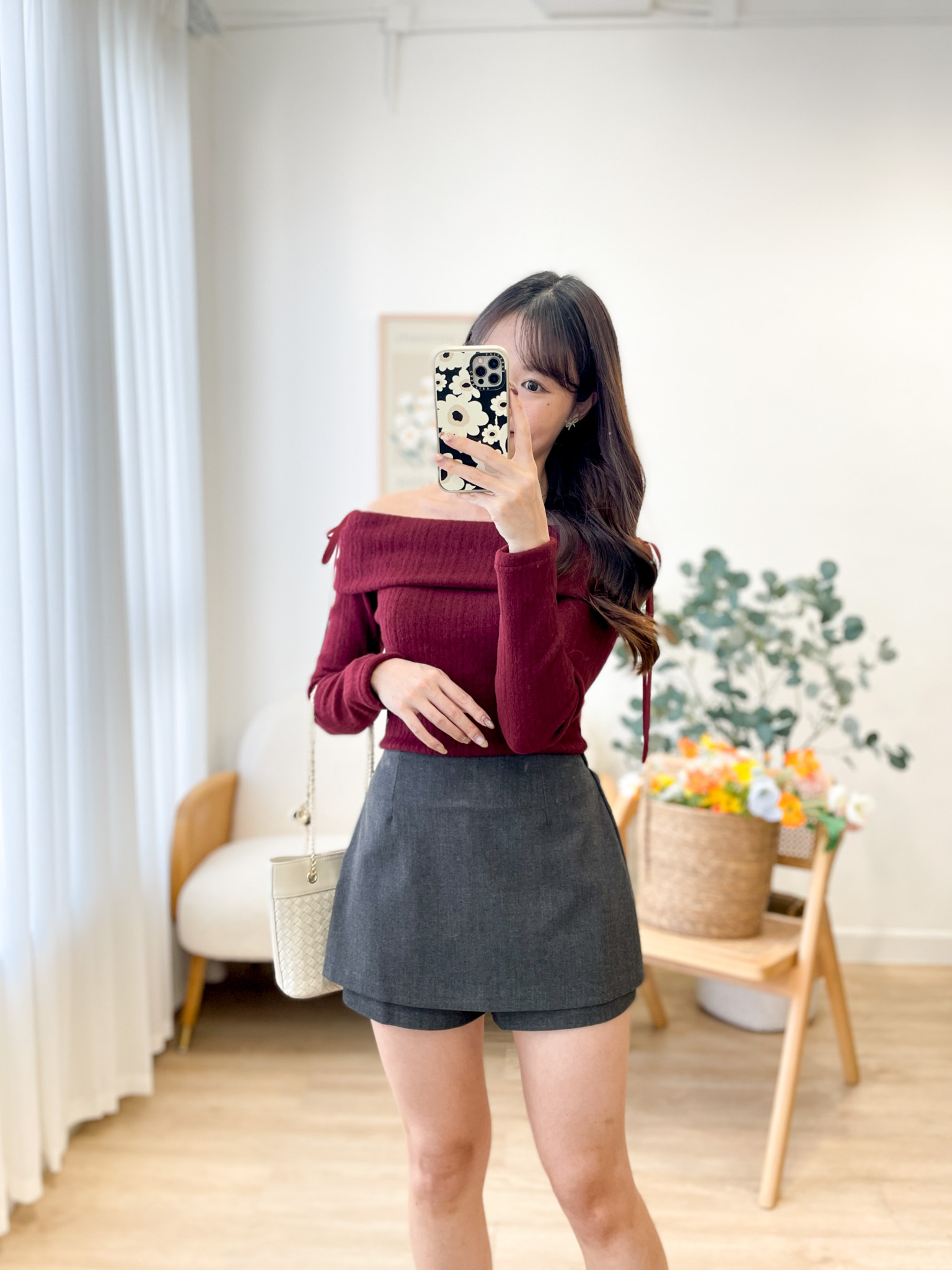 T1457 Velvet Berry Off-shoulder Top