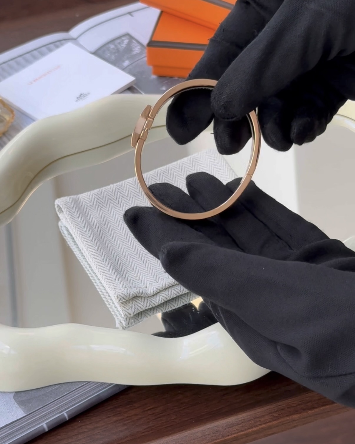 HERMES｜CLIC H 手環 奶茶玫瑰金扣 PM