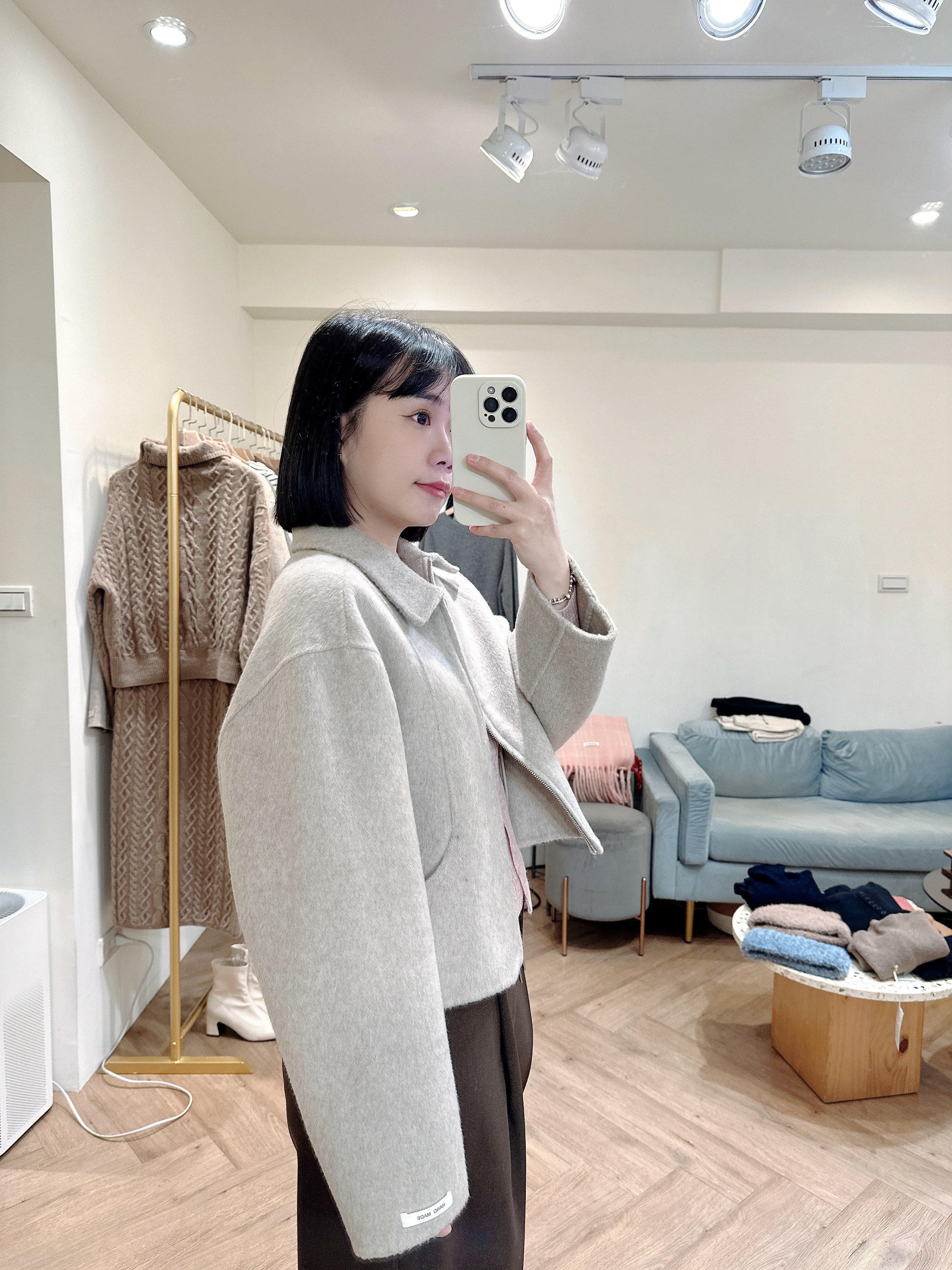 羊毛短版拉鍊外套