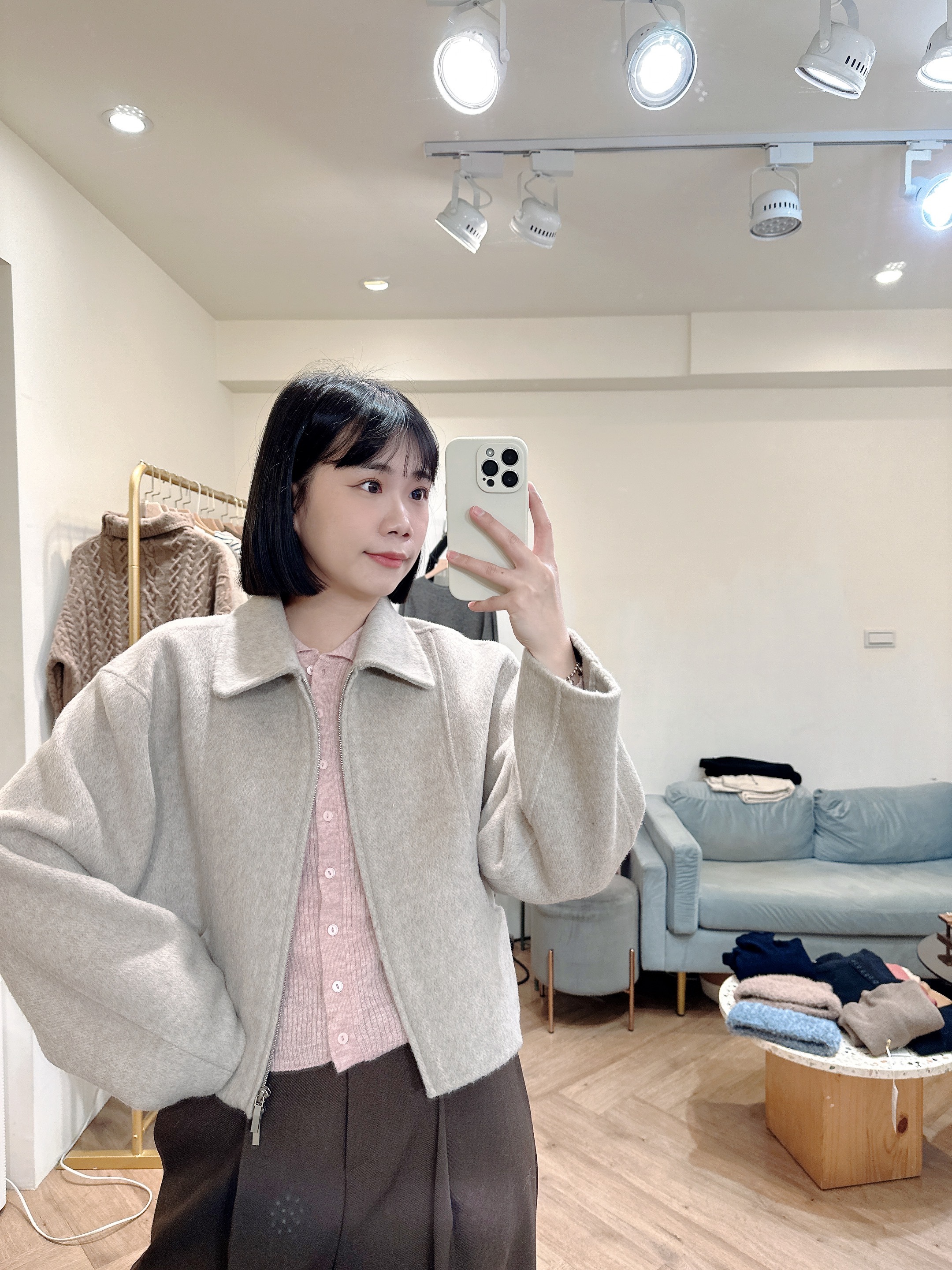 羊毛短版拉鍊外套