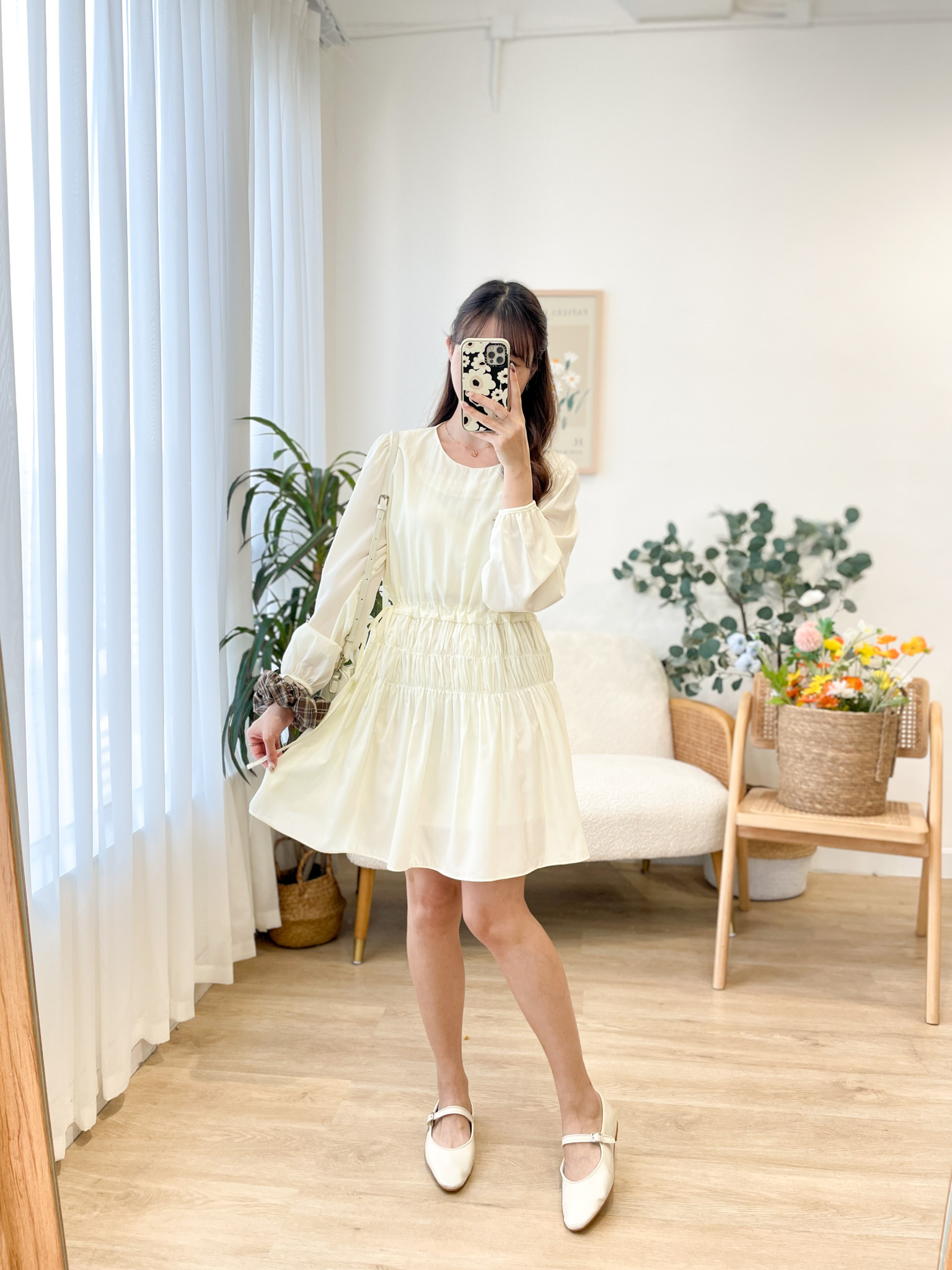 OP690 Milk Cloud Tiered Dress