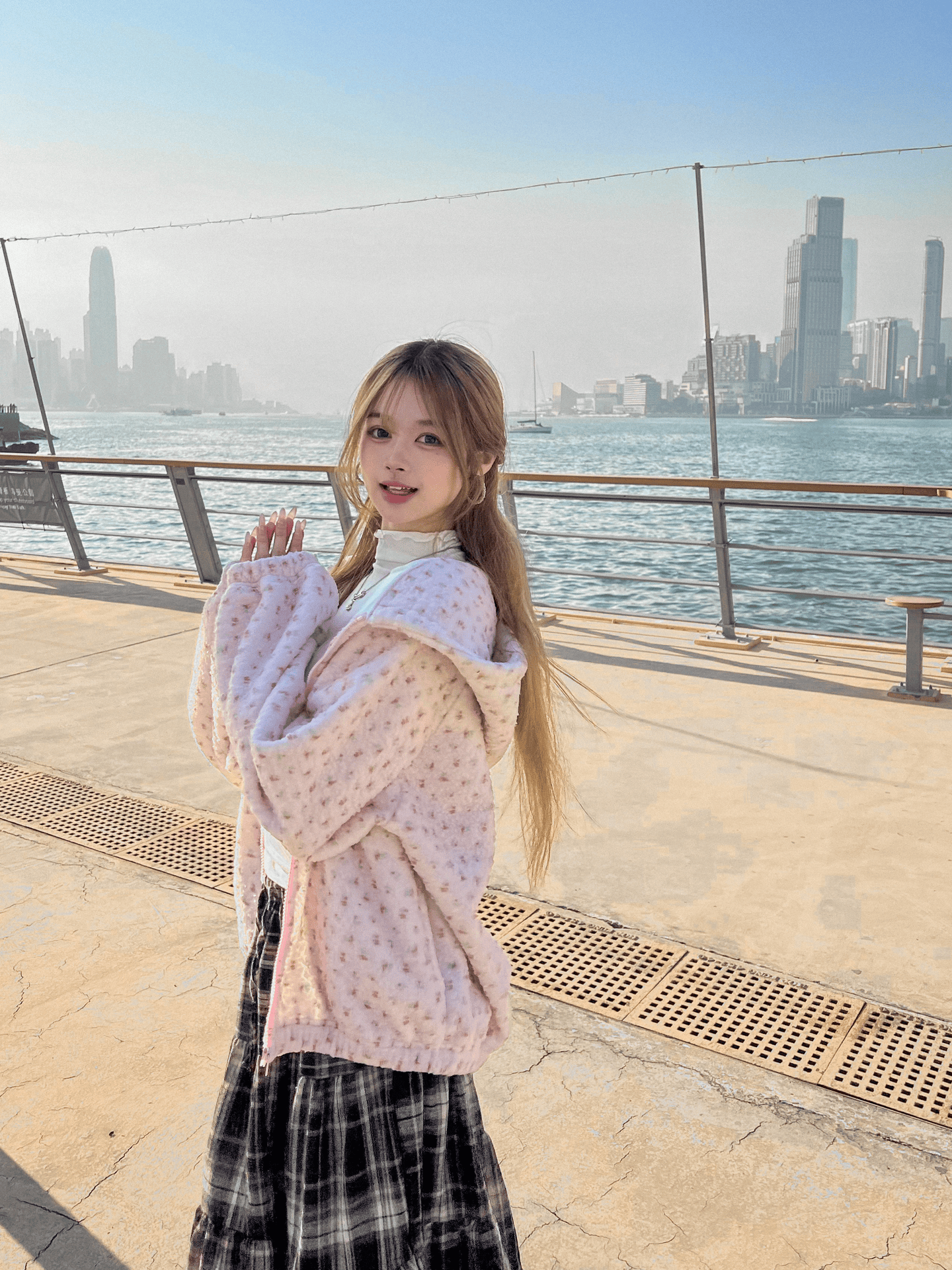 可愛鄰家感碎花羊羔毛外套