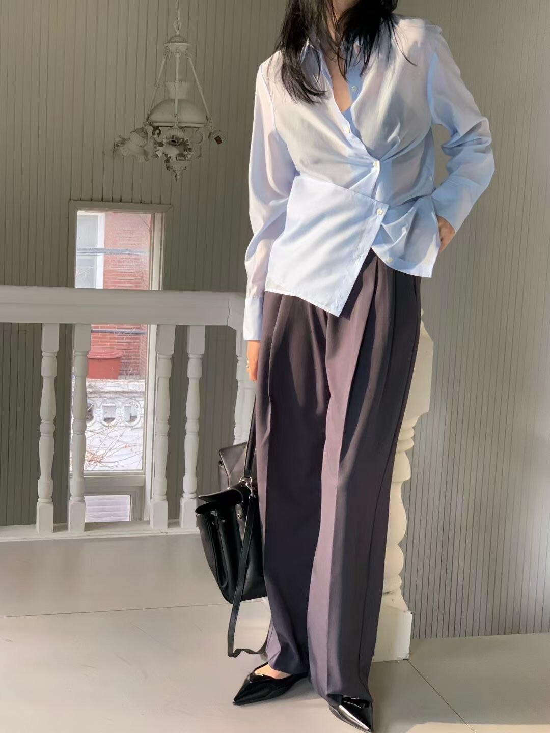 多扣式收腰造型翻領排釦襯衫 / 4色