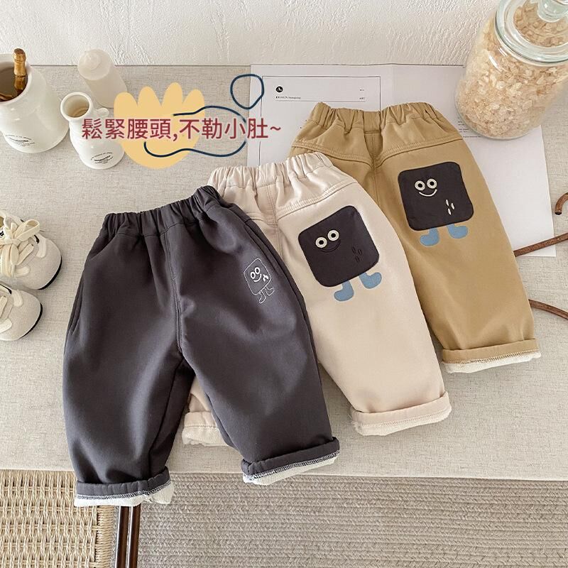 《2741》卡通貼布加絨休閒褲(73-120)