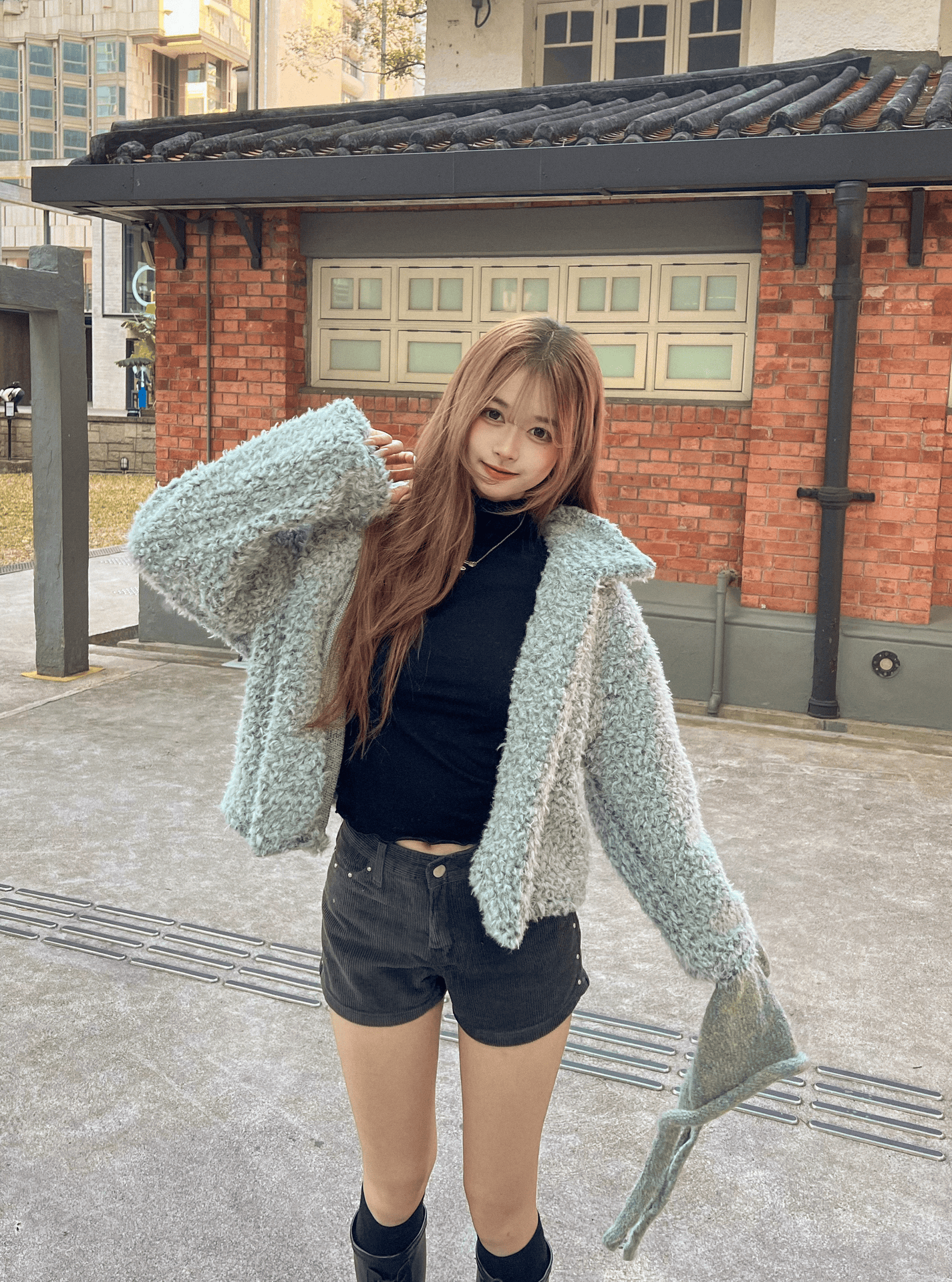 咩～細緻混色卷毛毛外套